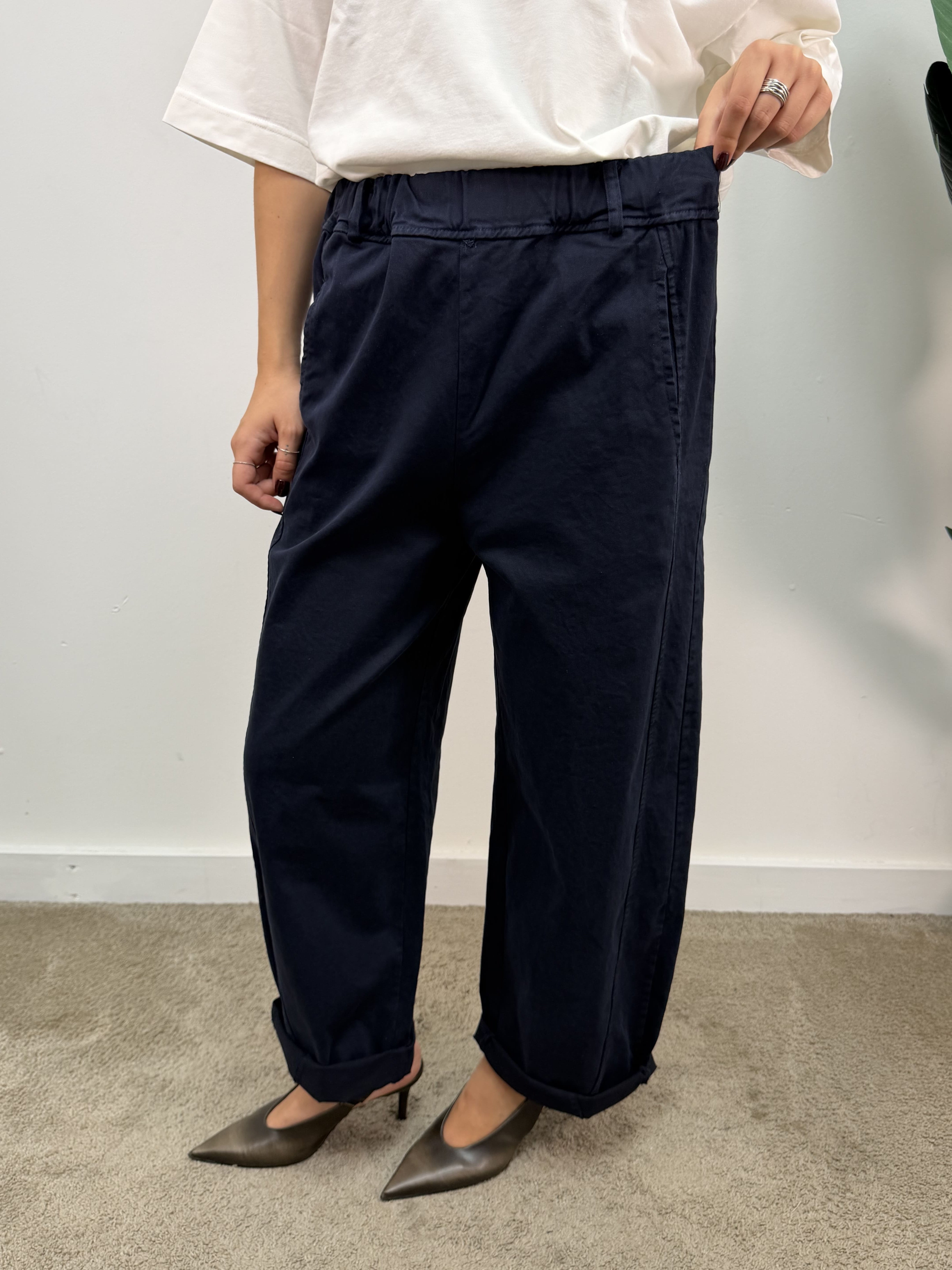 Pantalone barrel in cotone gabardine MyD