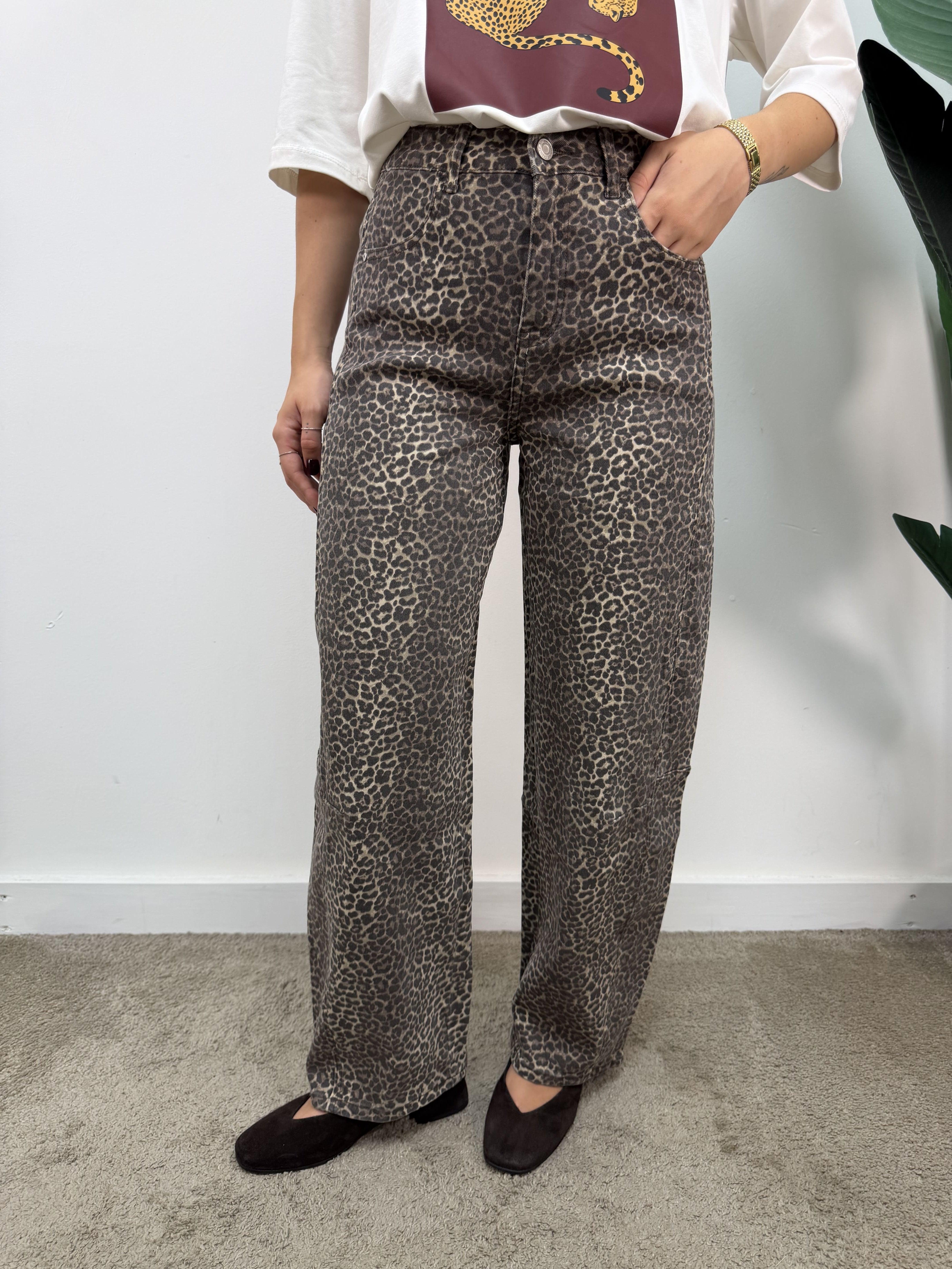 Jeans barrel animalier MyD