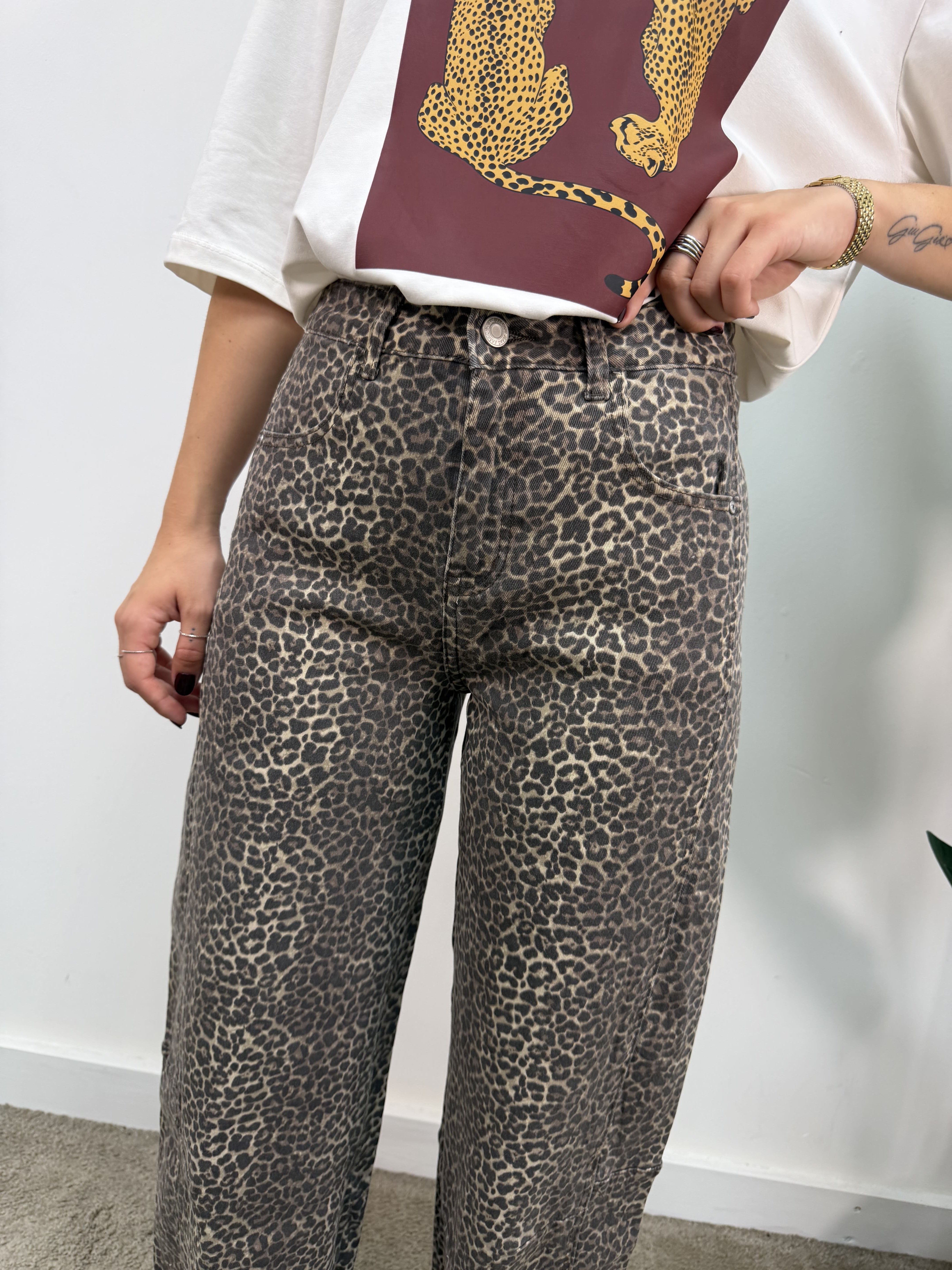 Jeans barrel animalier MyD