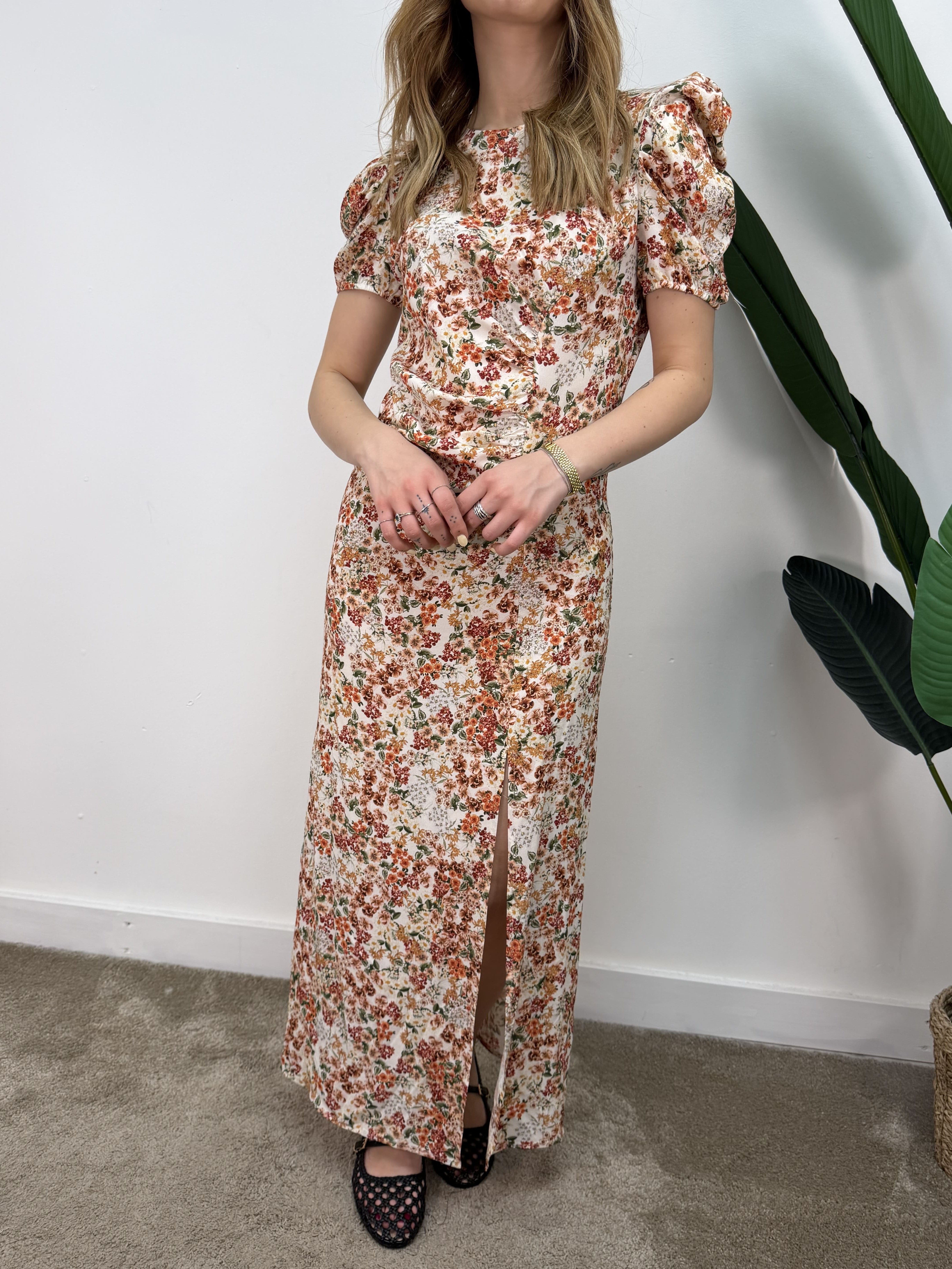 Abito stampa fiore manica corta a palloncino VICOLO