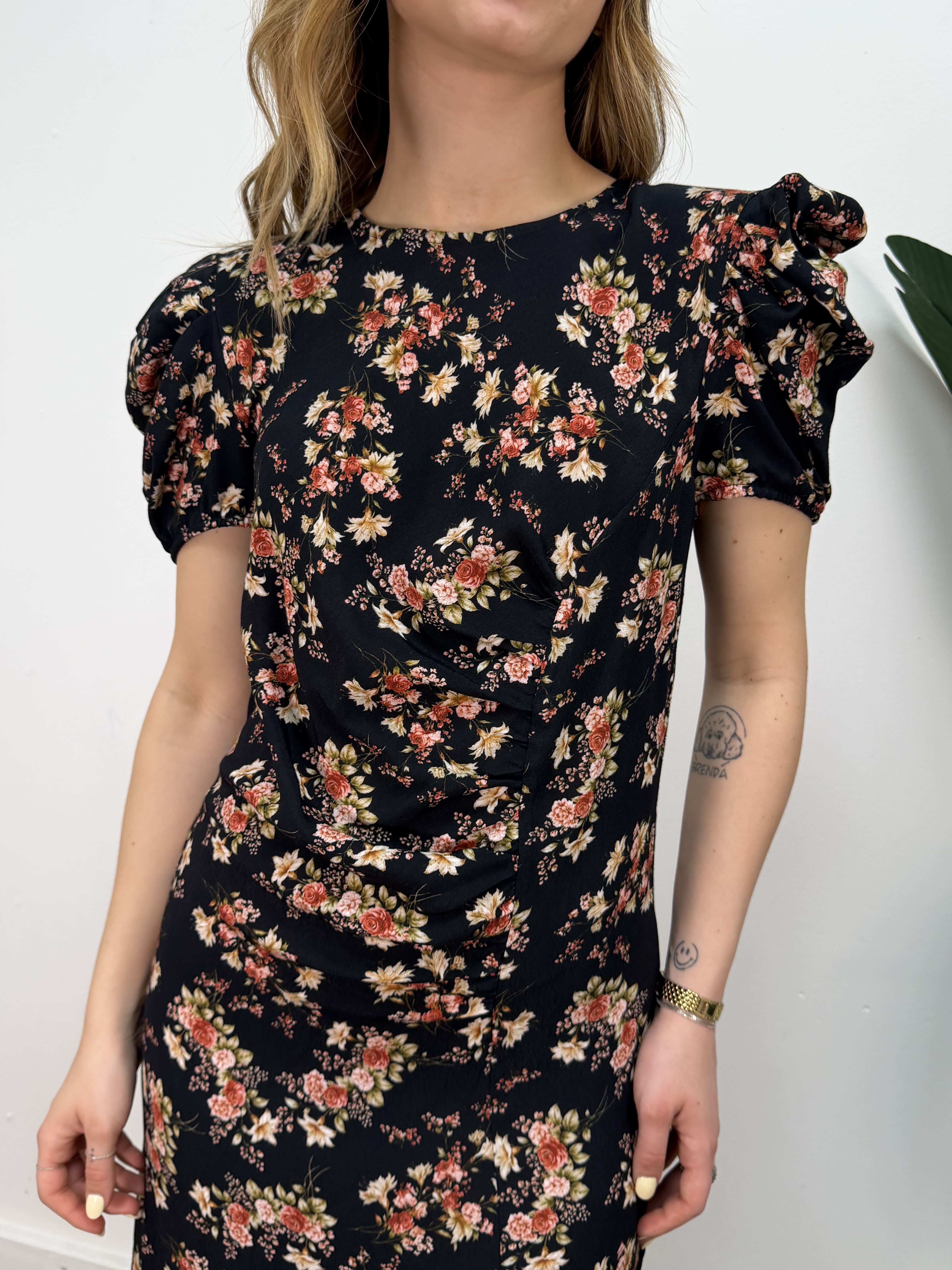 Abito stampa fiore manica corta a palloncino VICOLO