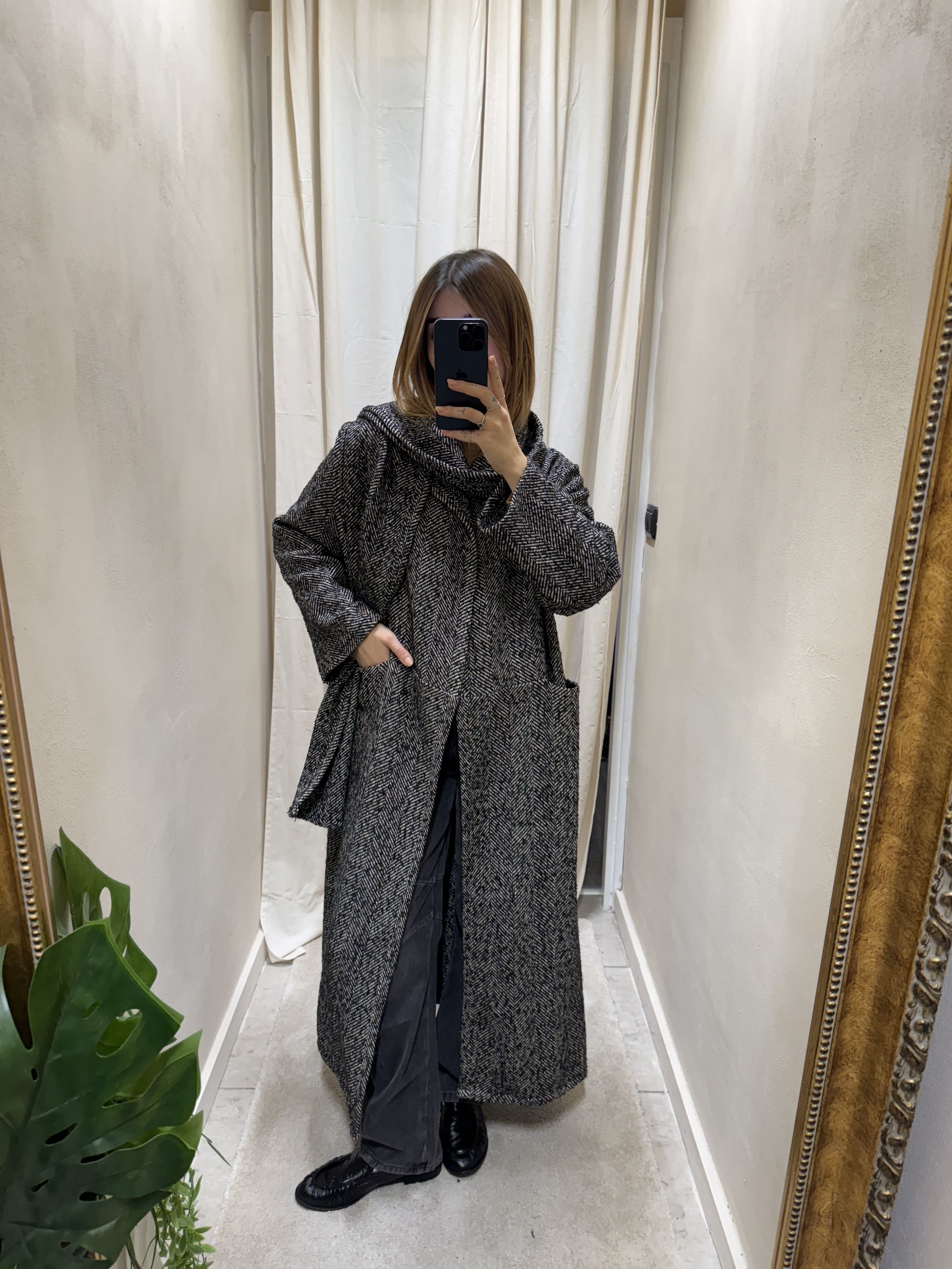 Cappotto spolverino lungo con sciarpa MyD