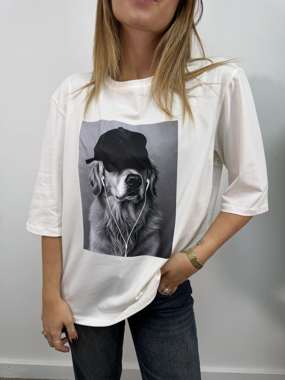 T-shirt over stampa golden retriever MyD