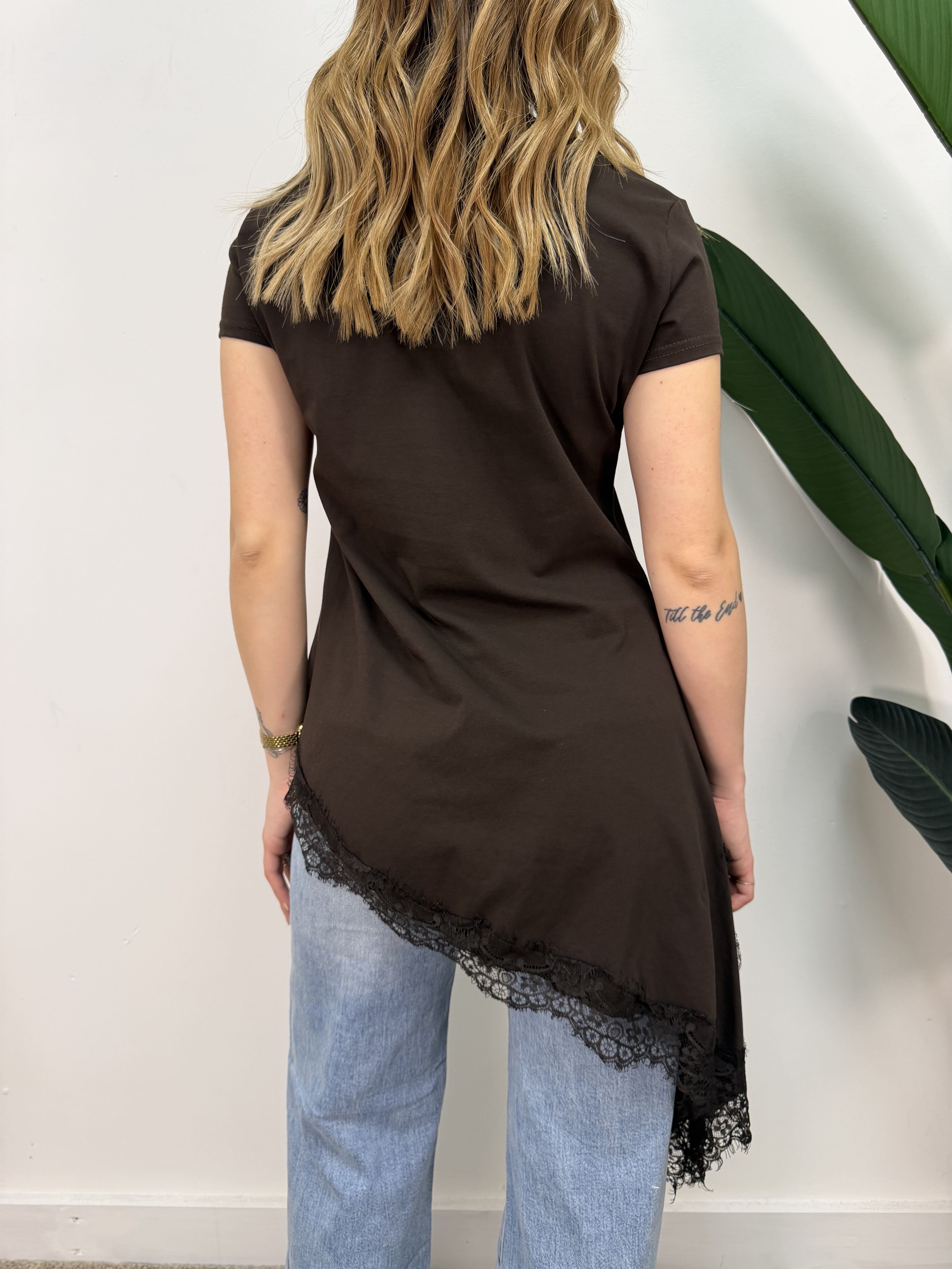 T-shirt manica corta con pizzo trasversale MyD