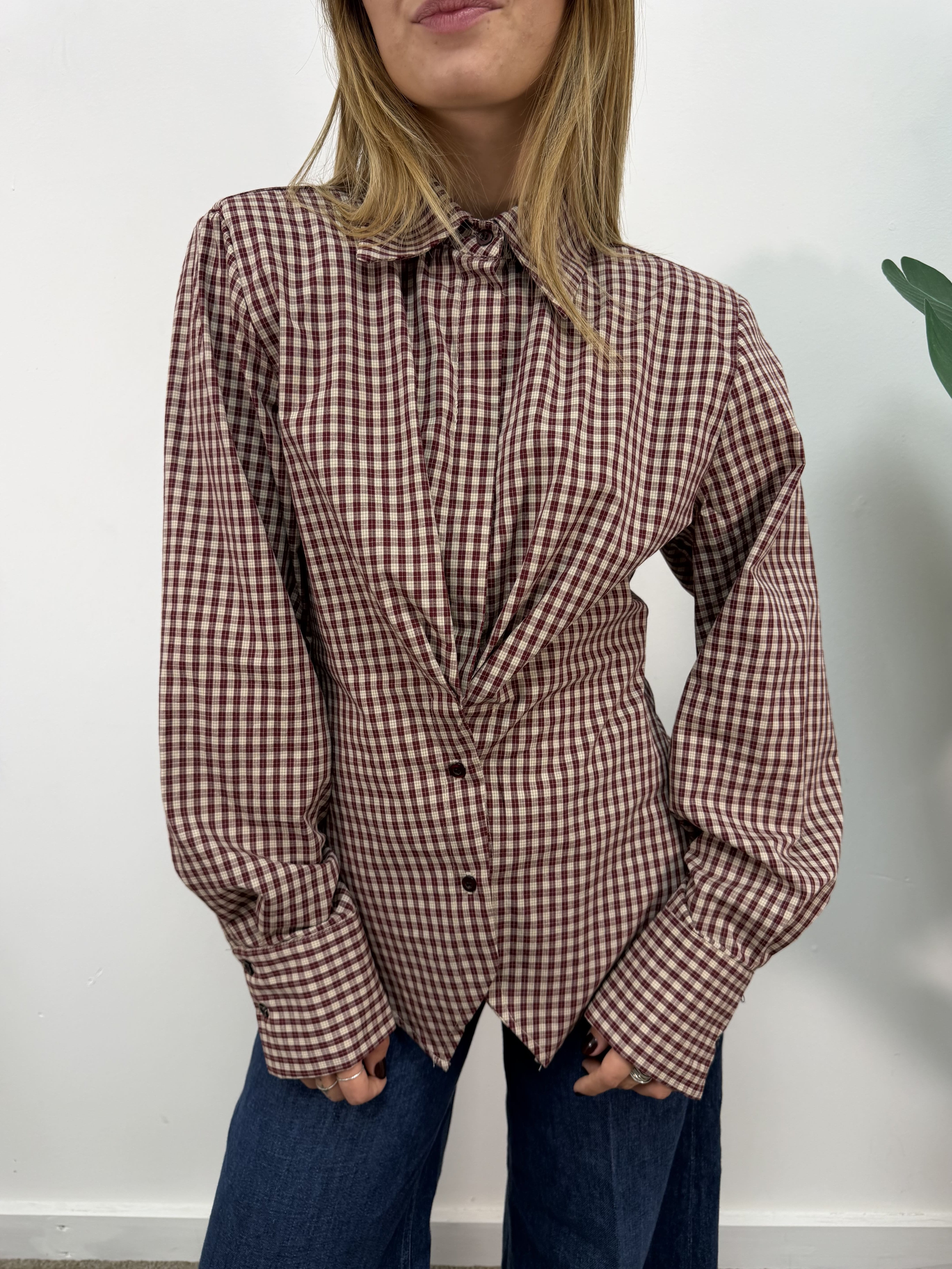 Camicia fittata stampa check in cotone Tensione In