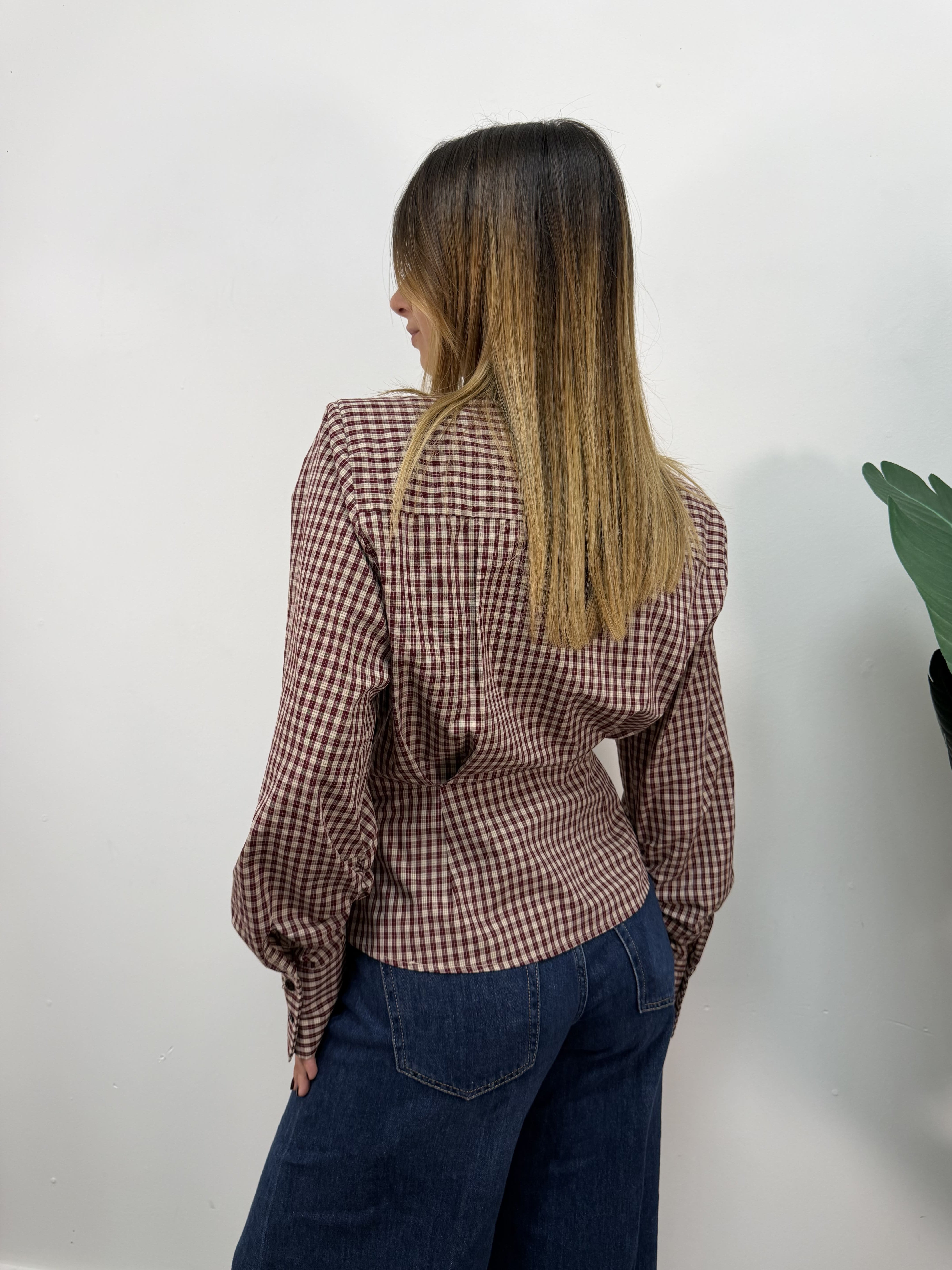 Camicia fittata stampa check in cotone Tensione In