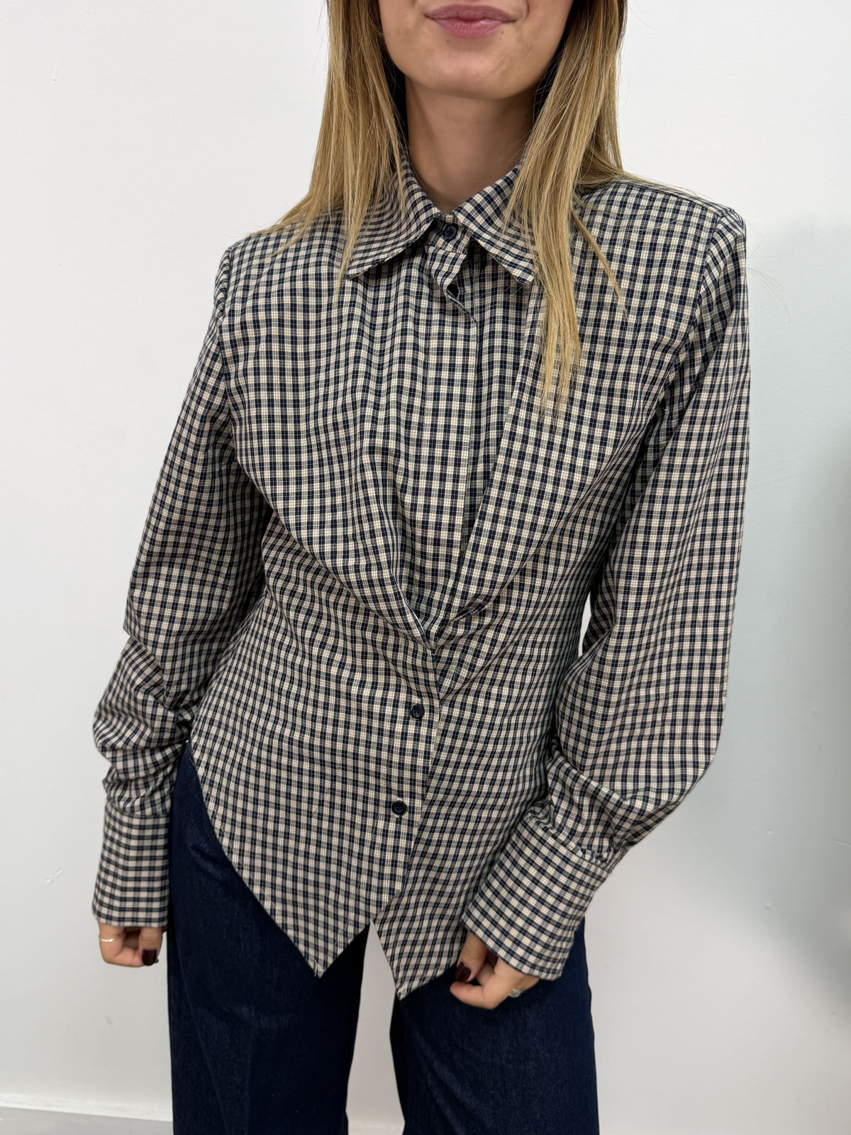 Camicia fittata stampa check in cotone Tensione In
