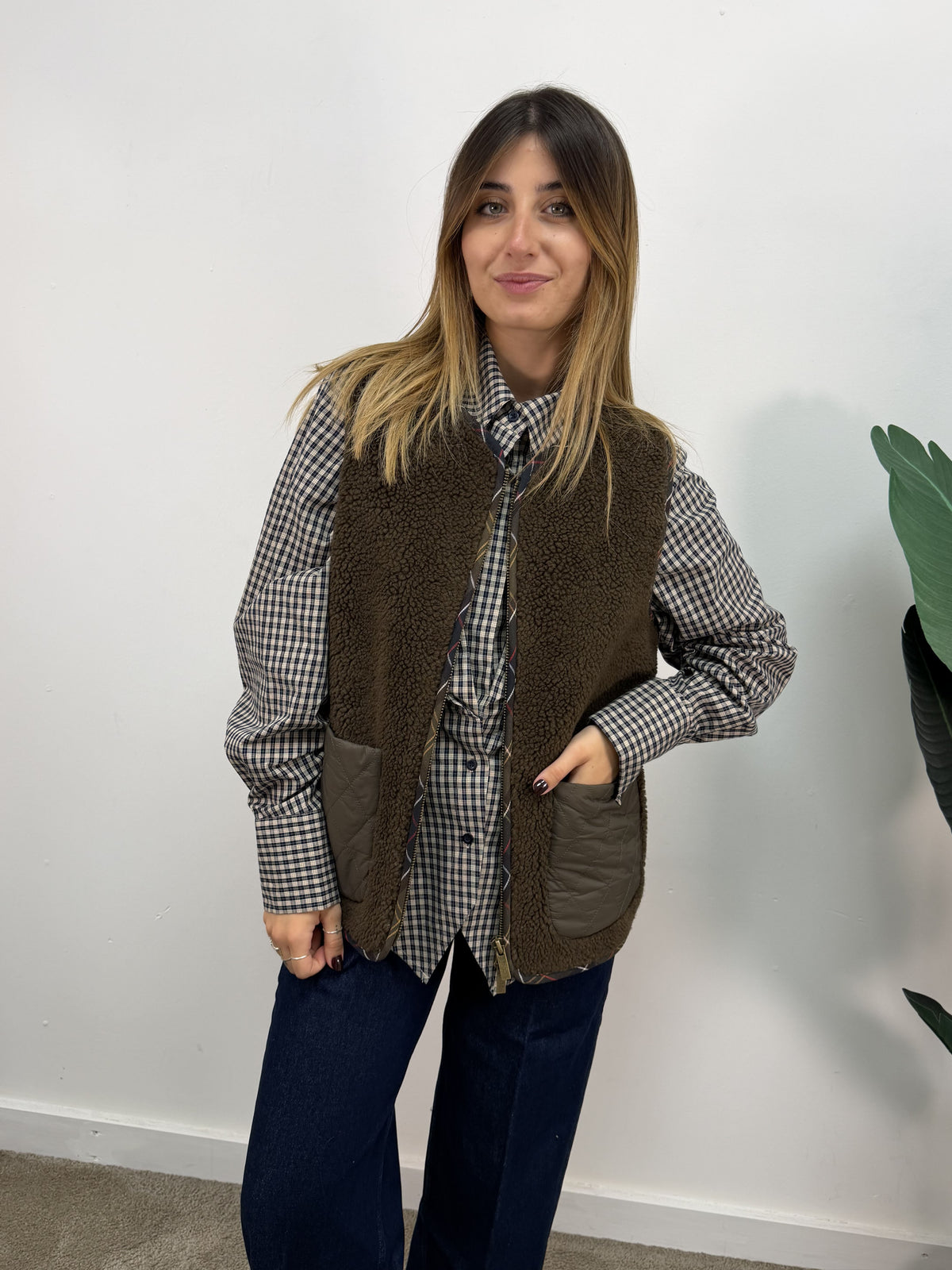 Gilet sherpa militare profili tartan Vicolo