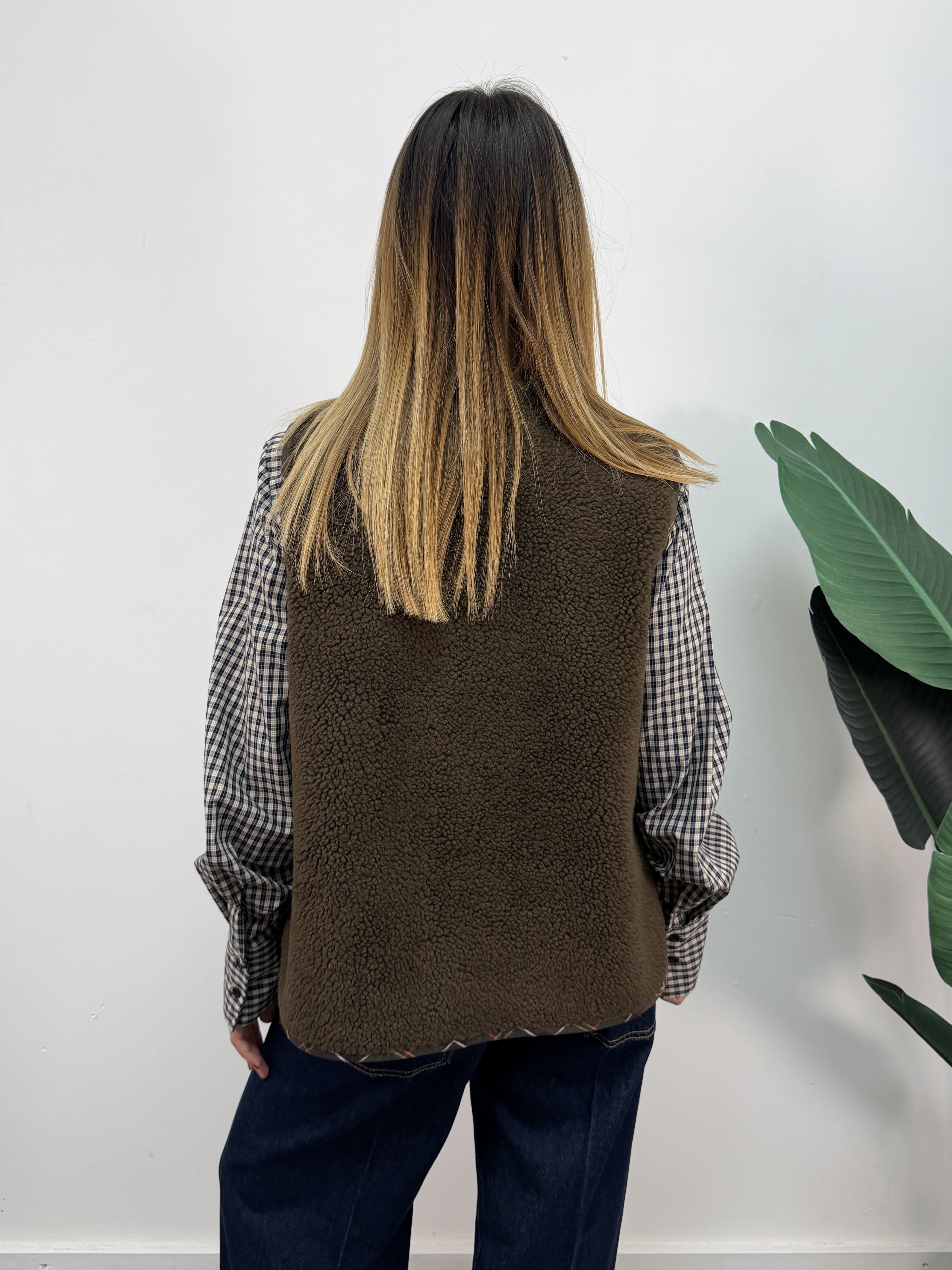 Gilet sherpa militare profili tartan Vicolo