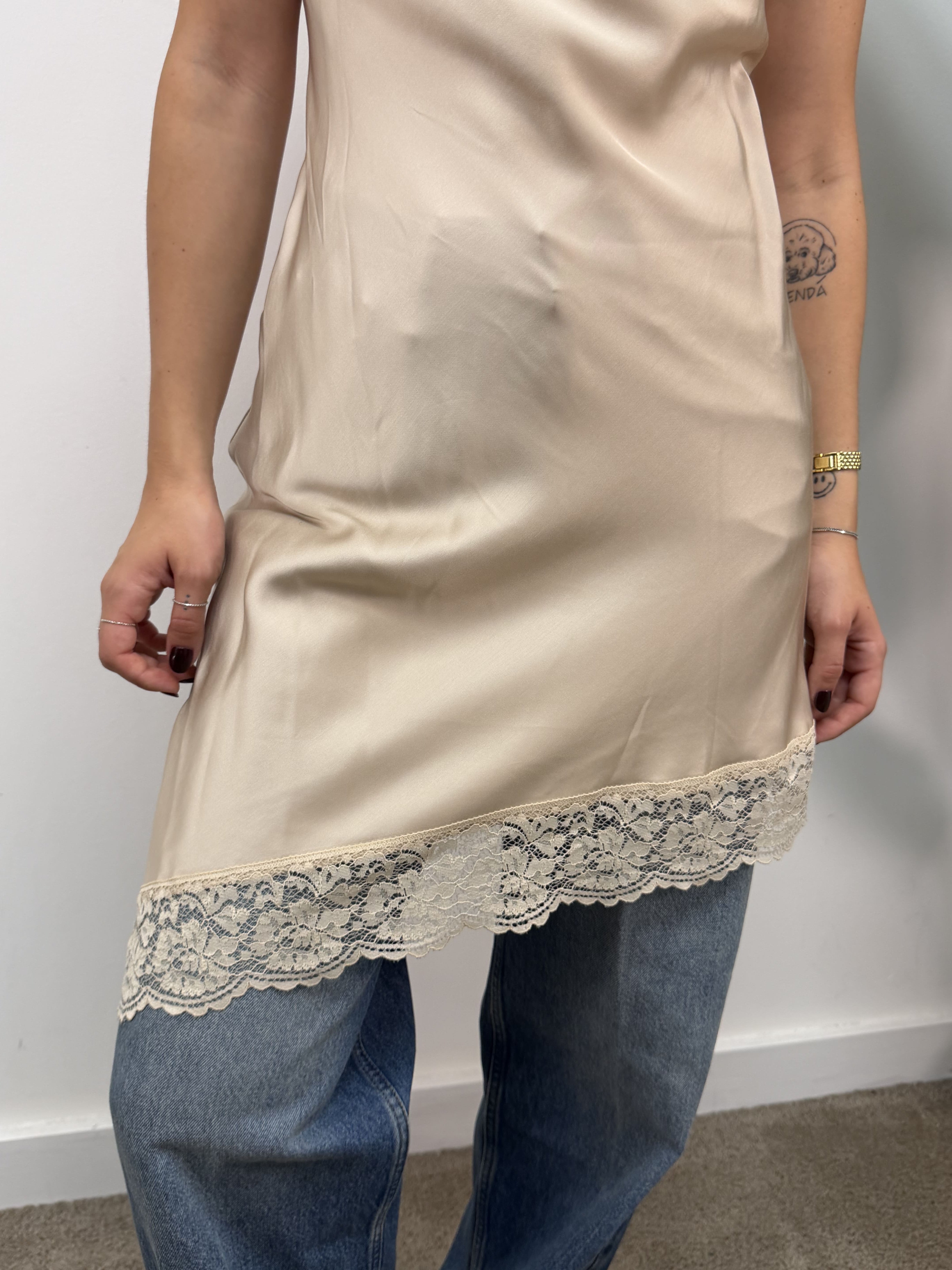 Abito lingerie in raso con pizzo Please