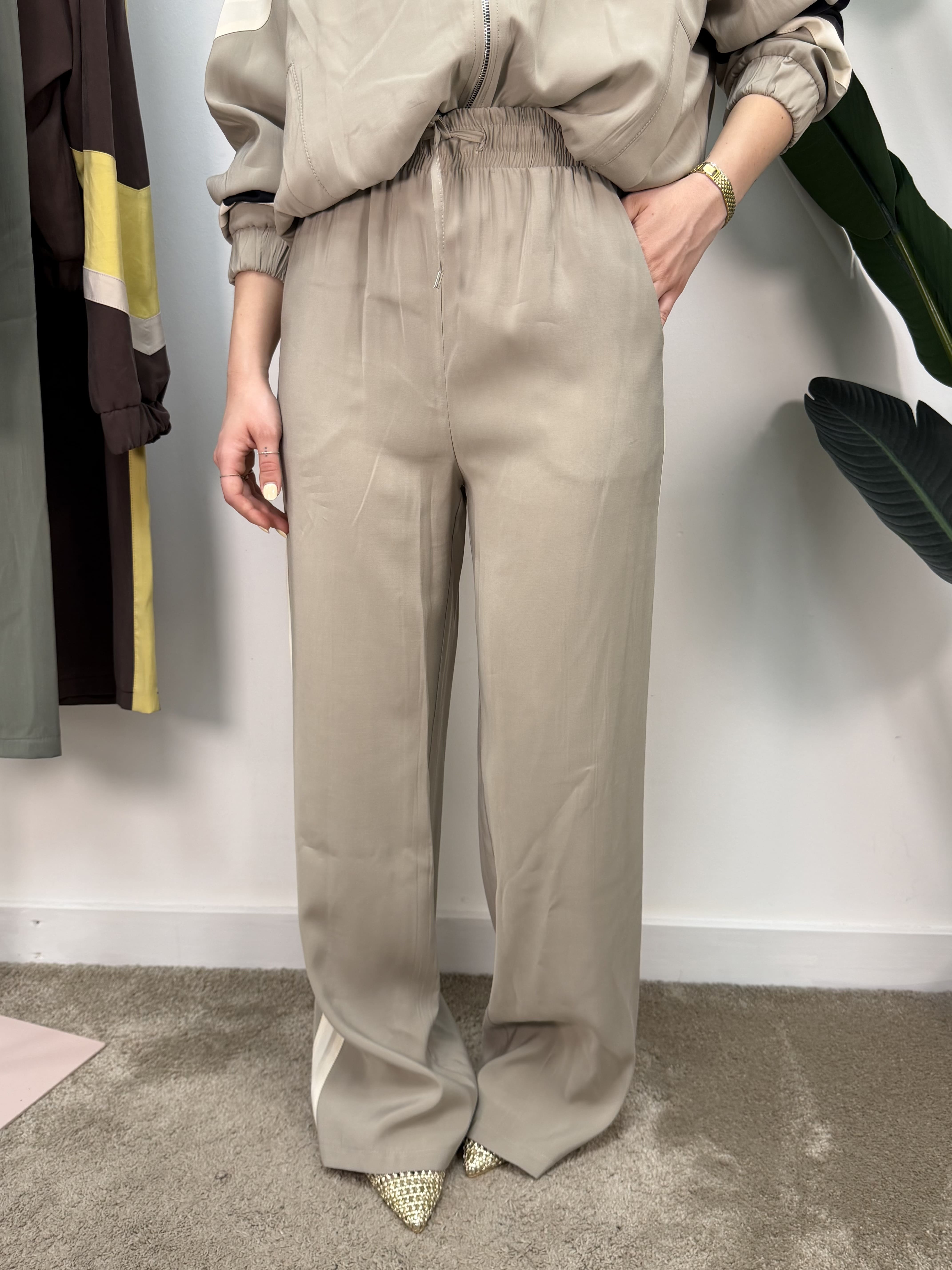 Pantalone in cupro banda laterale Tensione In