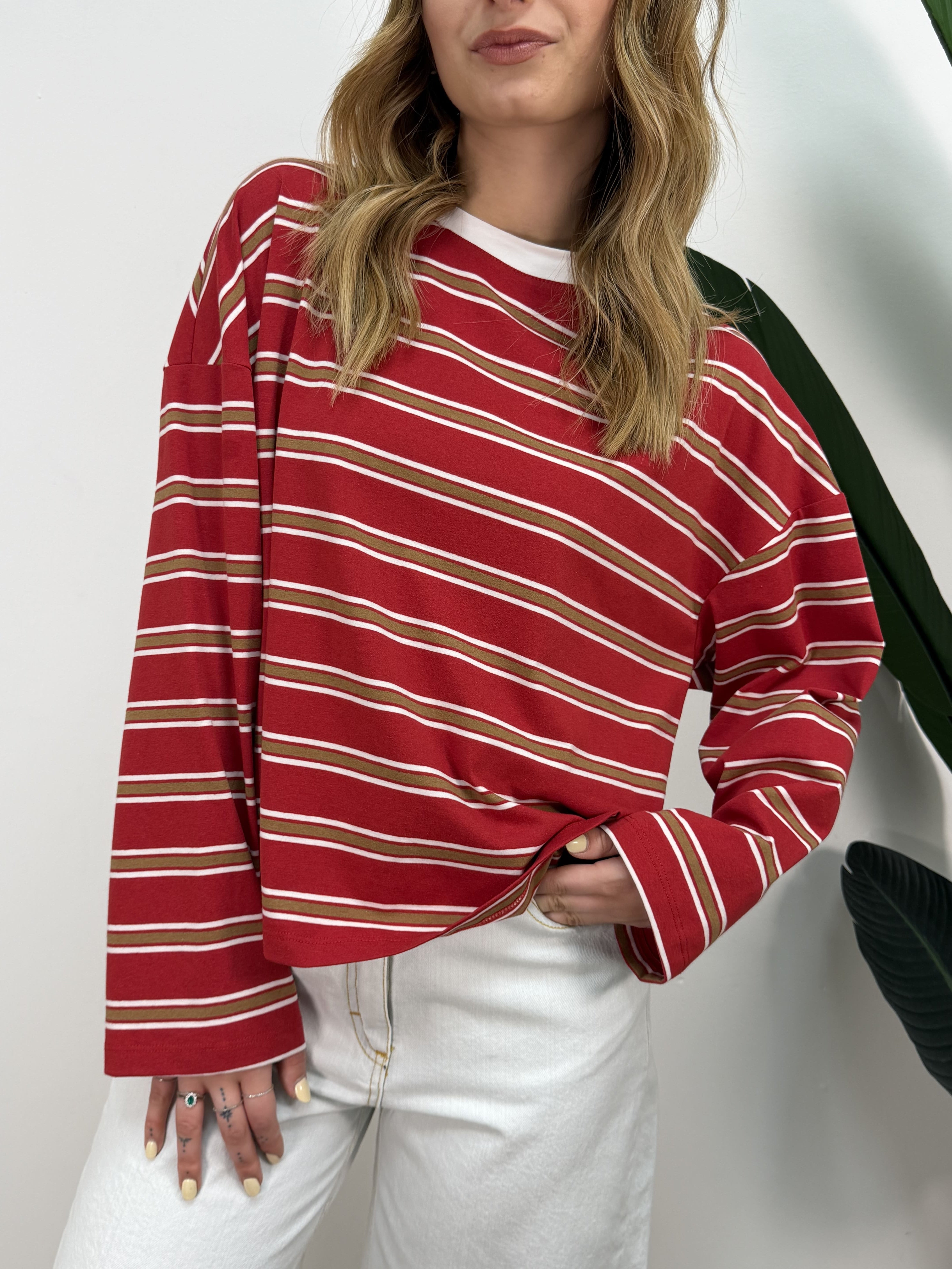 T-shirt a righe manica lunga Tensione In