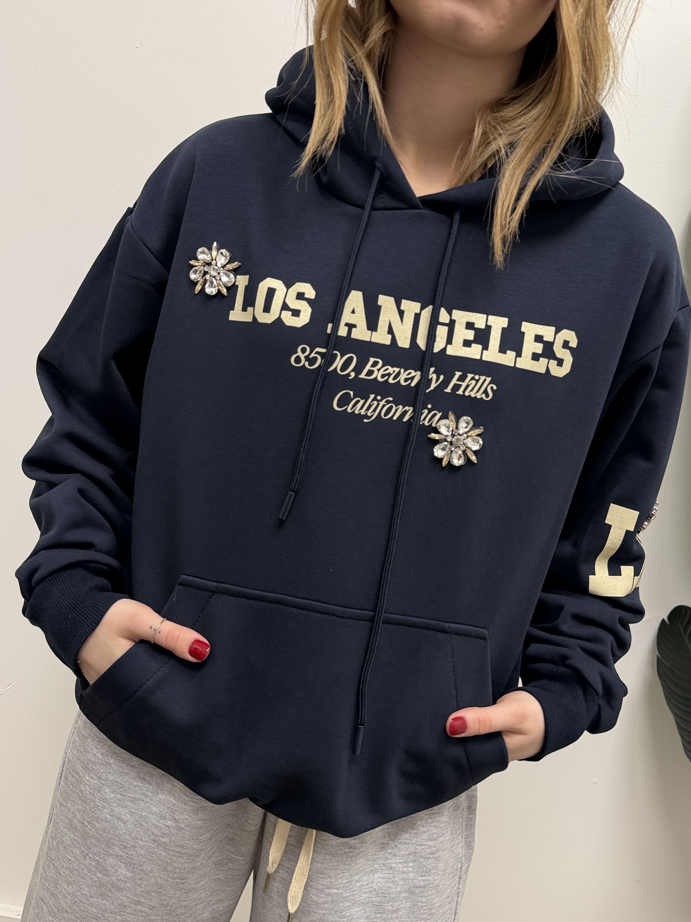 Felpa over "Los Angeles" con cappuccio Susy Mix