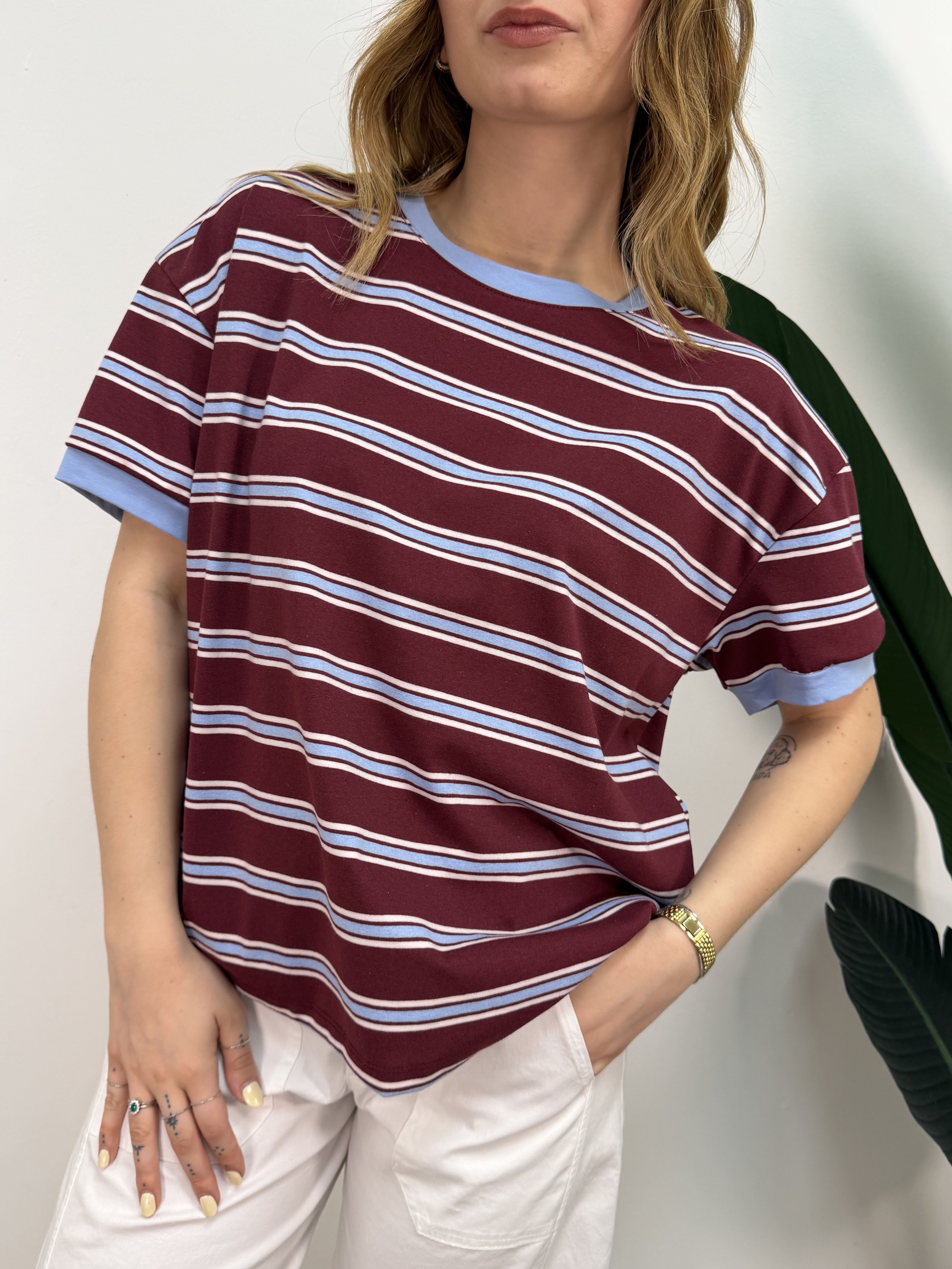T-shirt a righe manica corta Tensione In