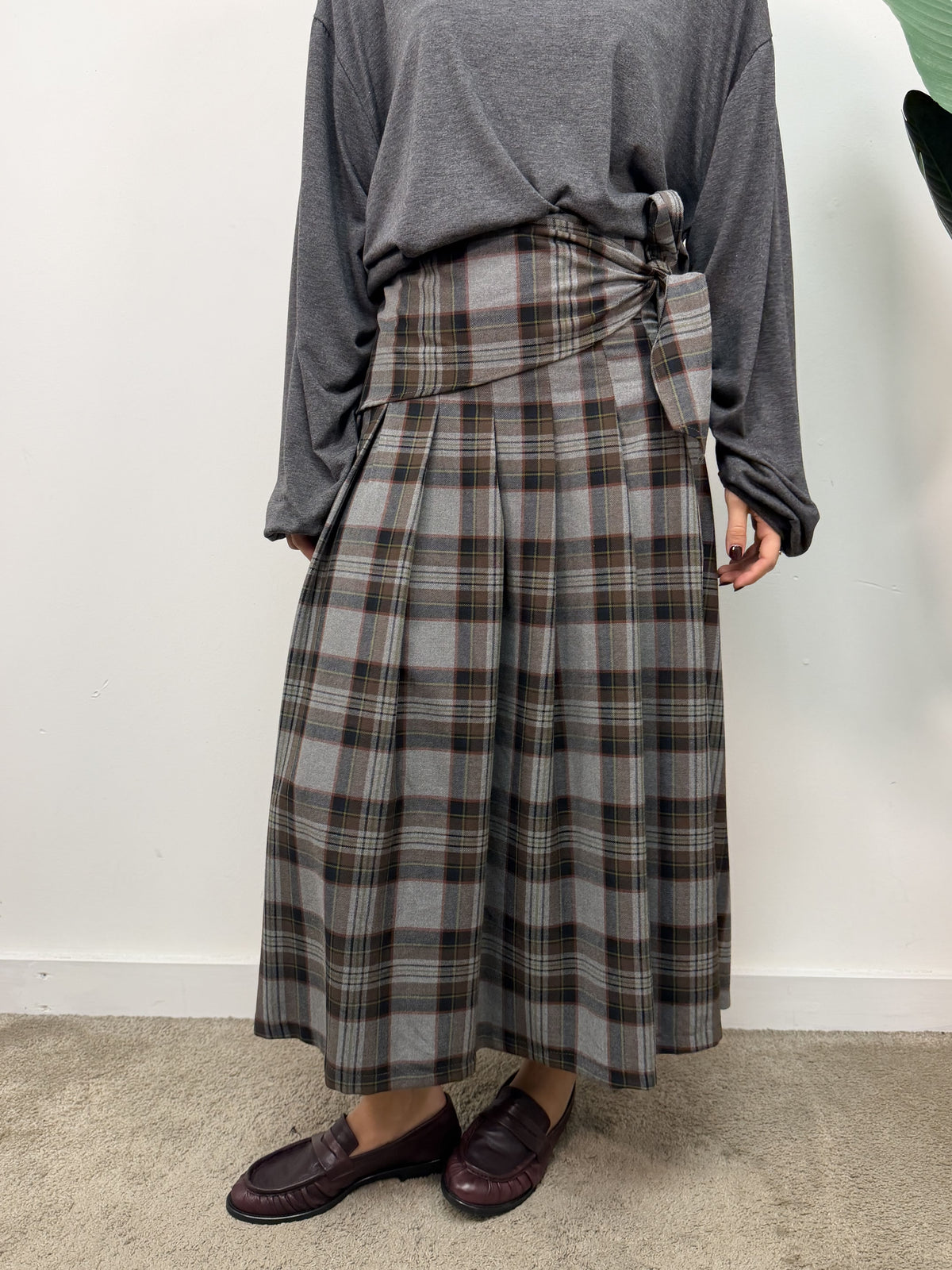 Gonna tartan in flanella a pieghe Dixie