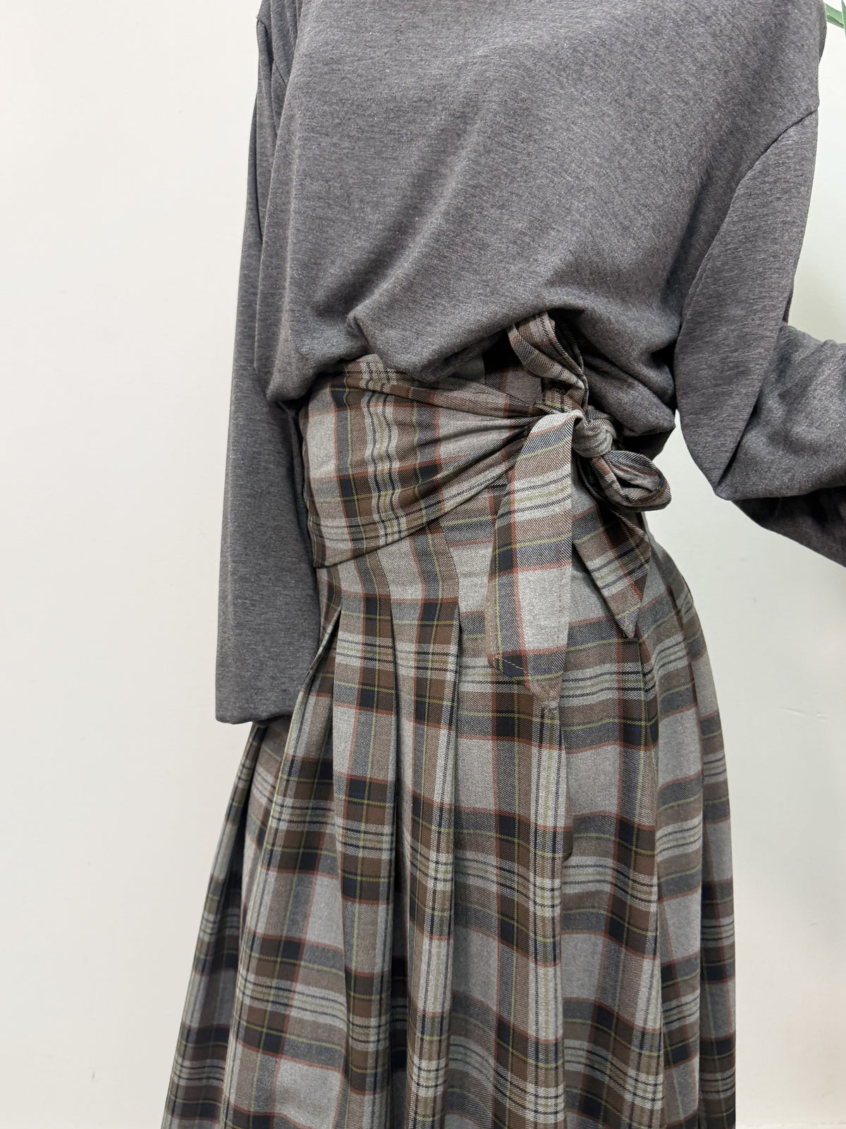 Gonna tartan in flanella a pieghe Dixie