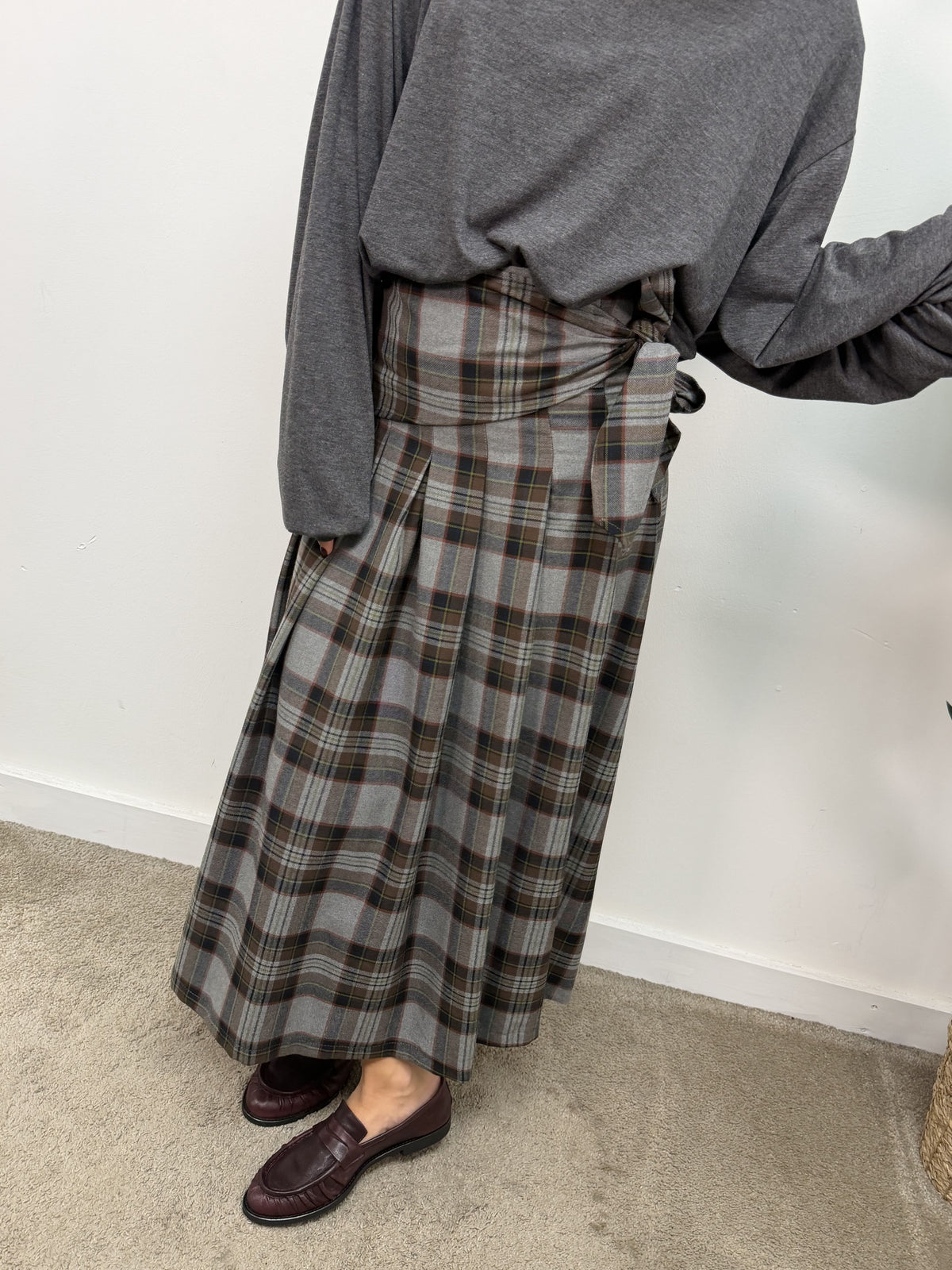 Gonna tartan in flanella a pieghe Dixie