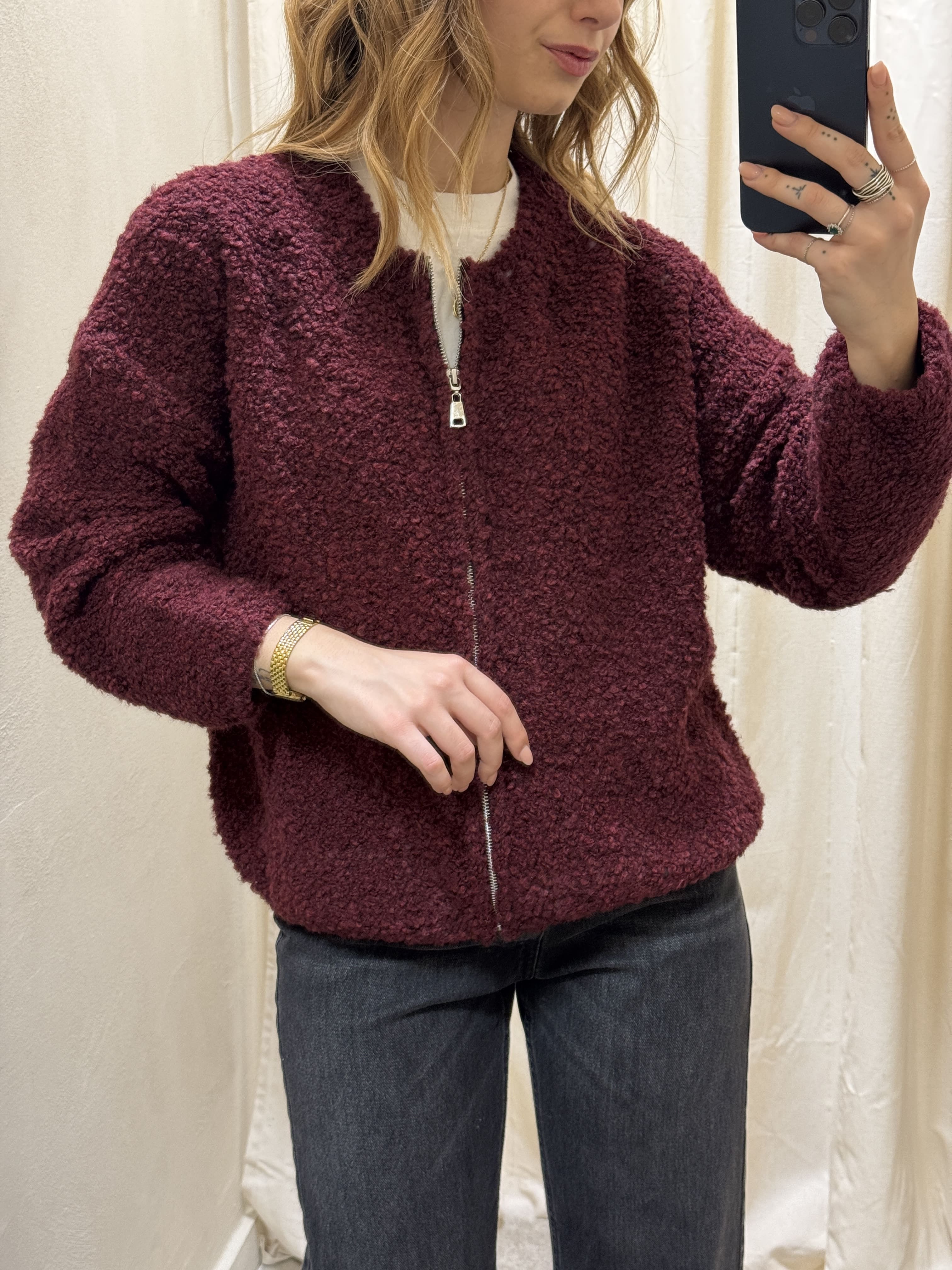 Cardigan bouclè con zip MyD