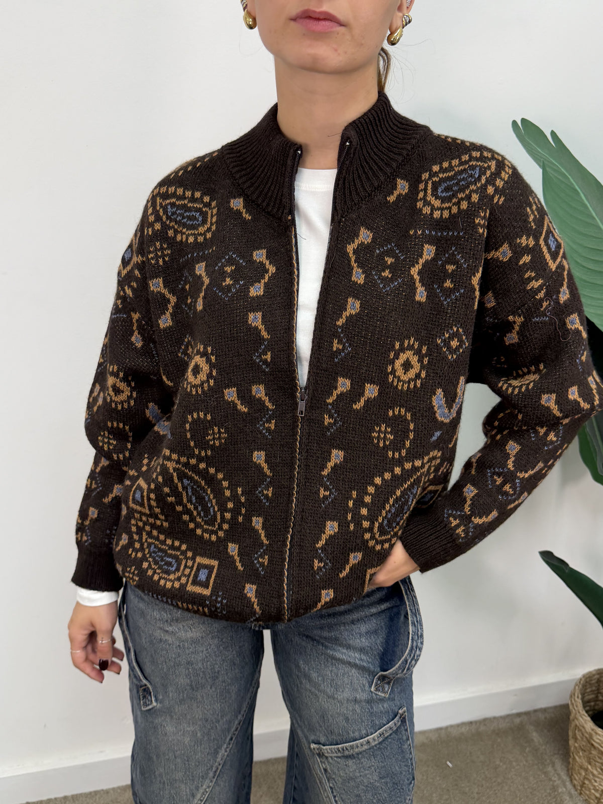 Cardigan zip stampa bandana MyD