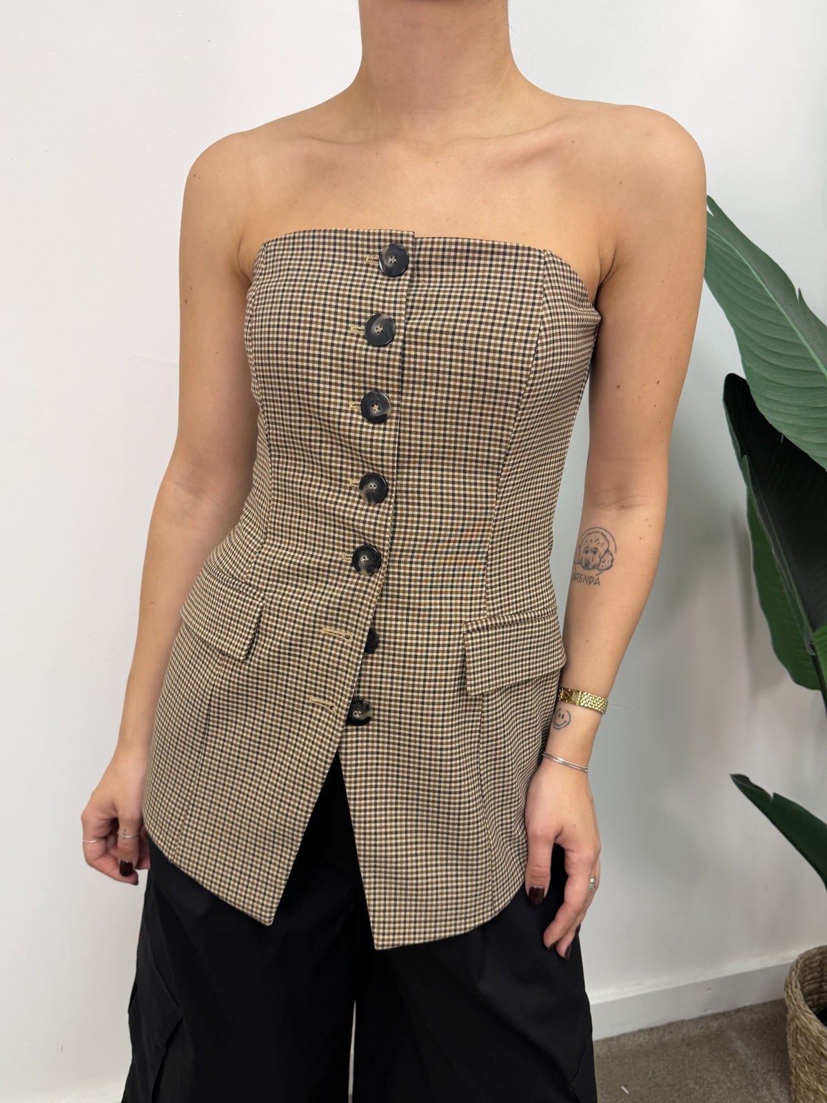 Top a fascia pied de poule Imperial