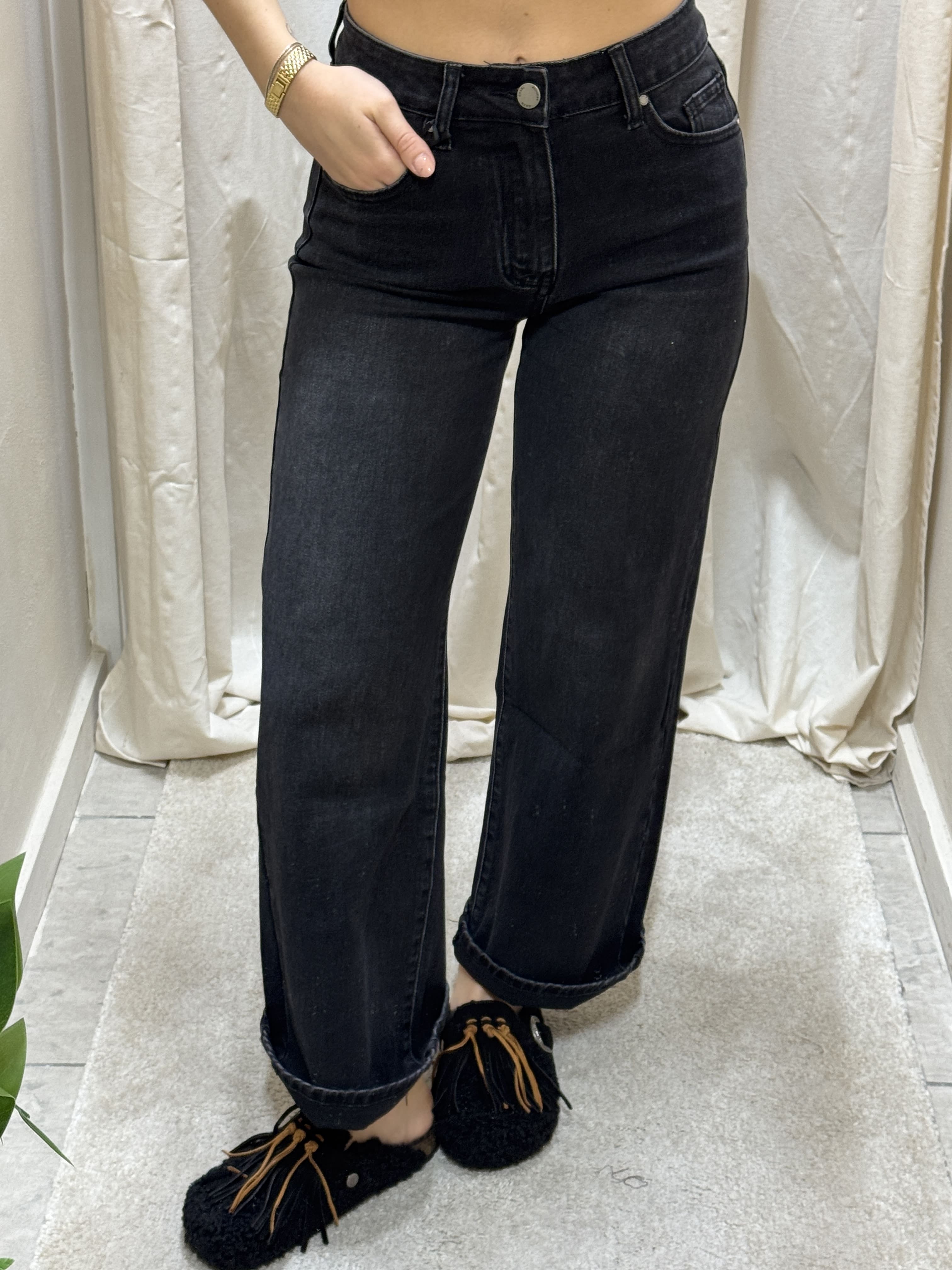 Jeans gamba dritta nero MyD