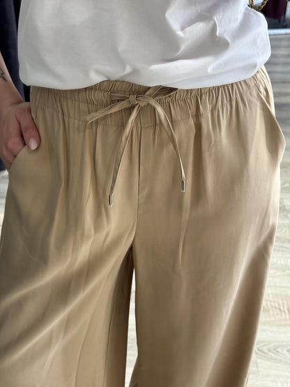 Pantalone gamba ampia con elastico in vita e coulisse Tensione In