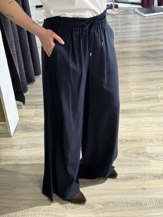 Pantalone gamba ampia con elastico in vita e coulisse Tensione In