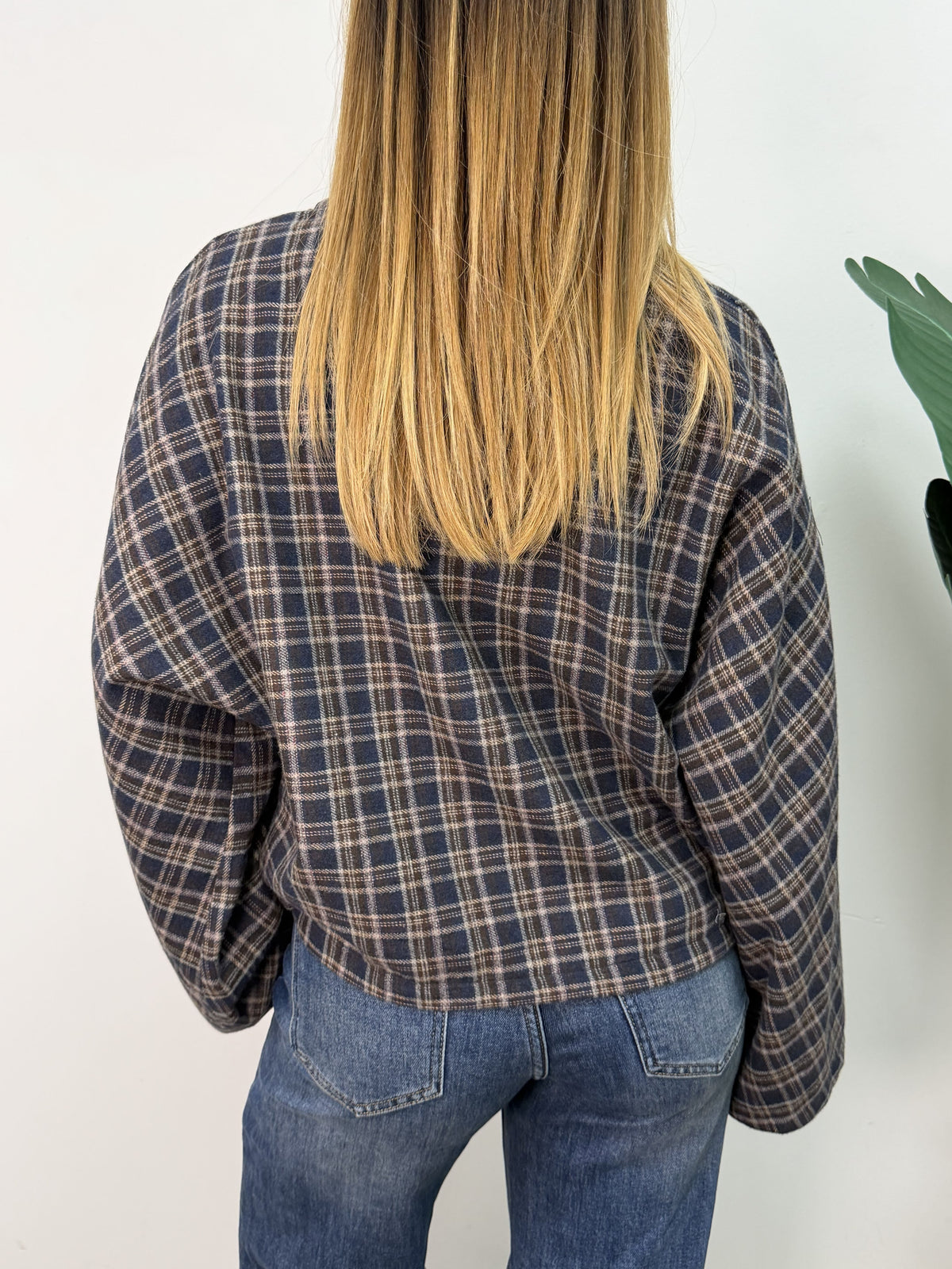 Blusa stampa check manica campana MyD