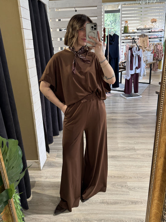 Completo blusa mezza manica + pantalone fluido MyD