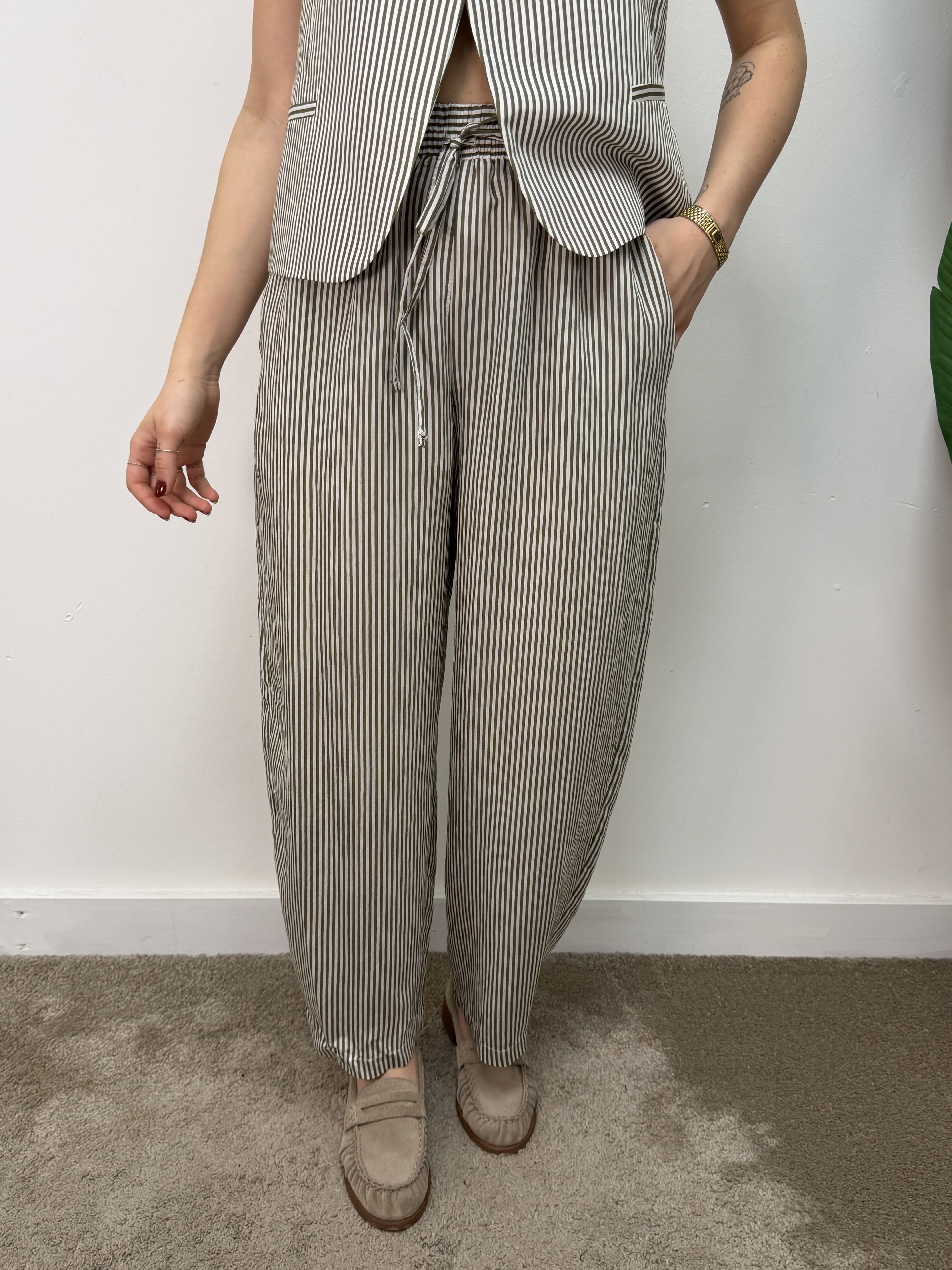 Pantalone balloon righe verticali Vicolo