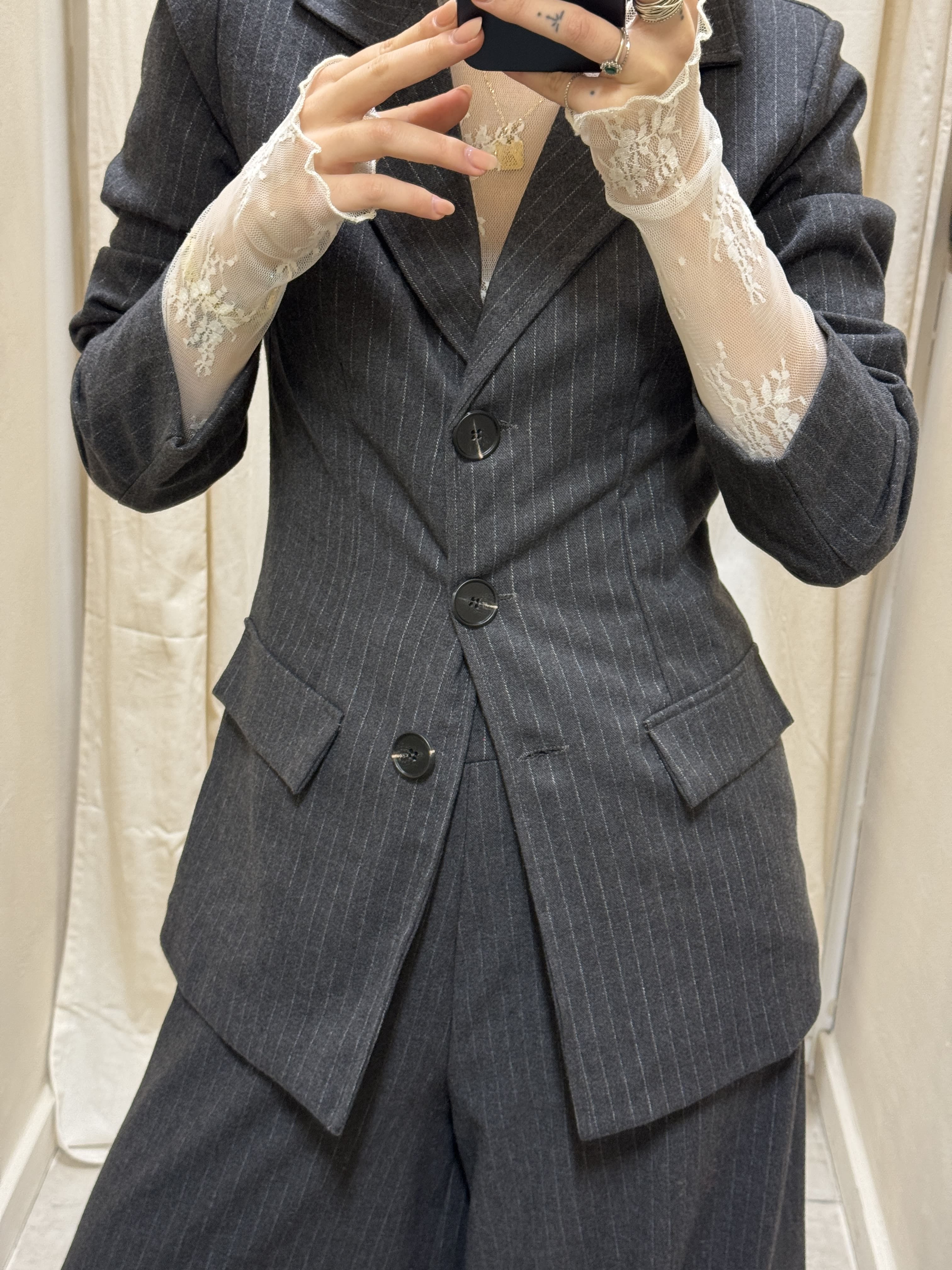 Giacca flanellata 3 bottoni gessata MyD