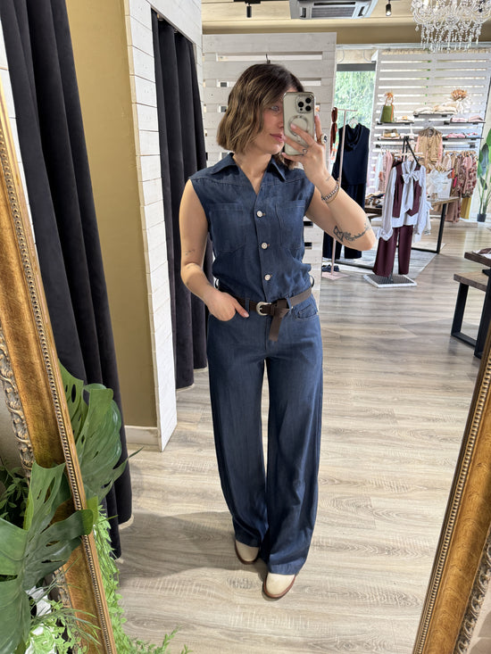 Tuta smanicata in chambray Tensione In