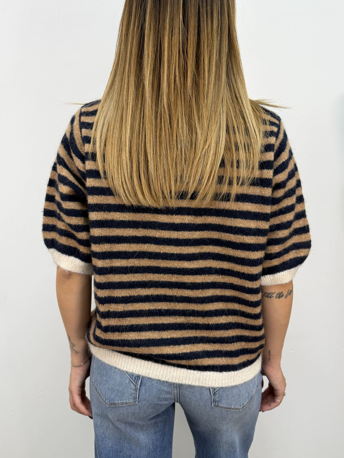 Maglione mezza manica rigato MyD