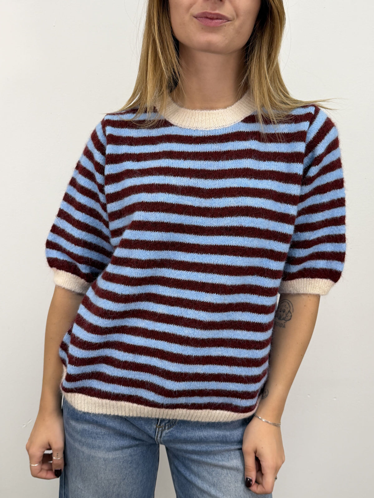 Maglione mezza manica rigato MyD