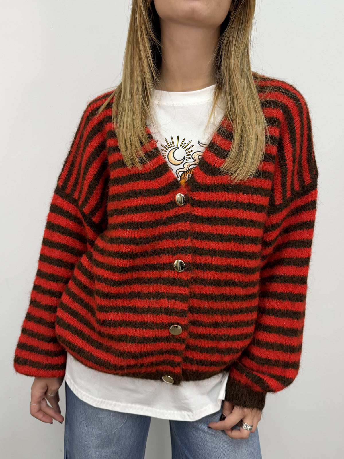 Cardigan stampa riga MyD