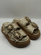 Sandalo platform doppia fascia in pelle intrecciata Coral Blue