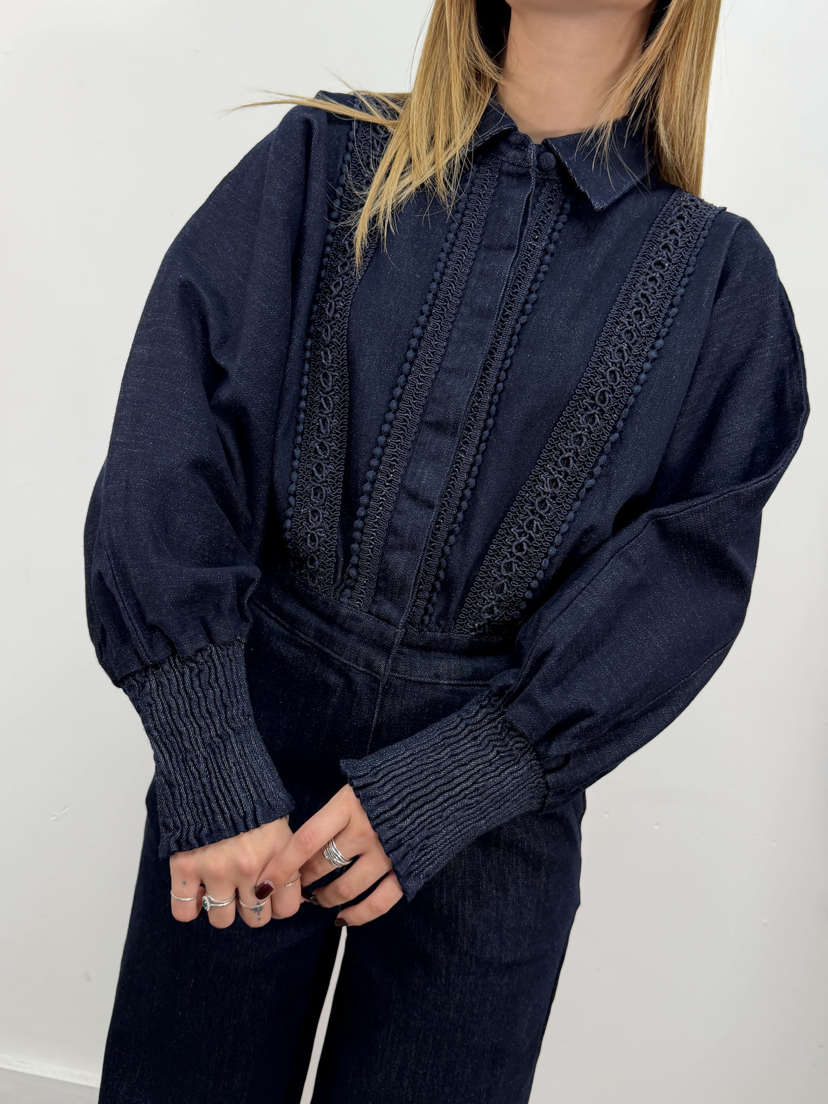 Tuta denim con passamanerie Amosa