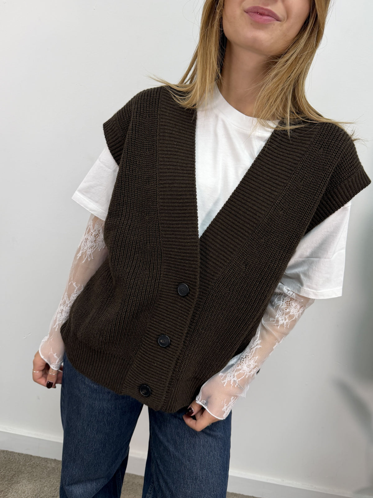 Gilet 3 bottoni over in maglia Vicolo