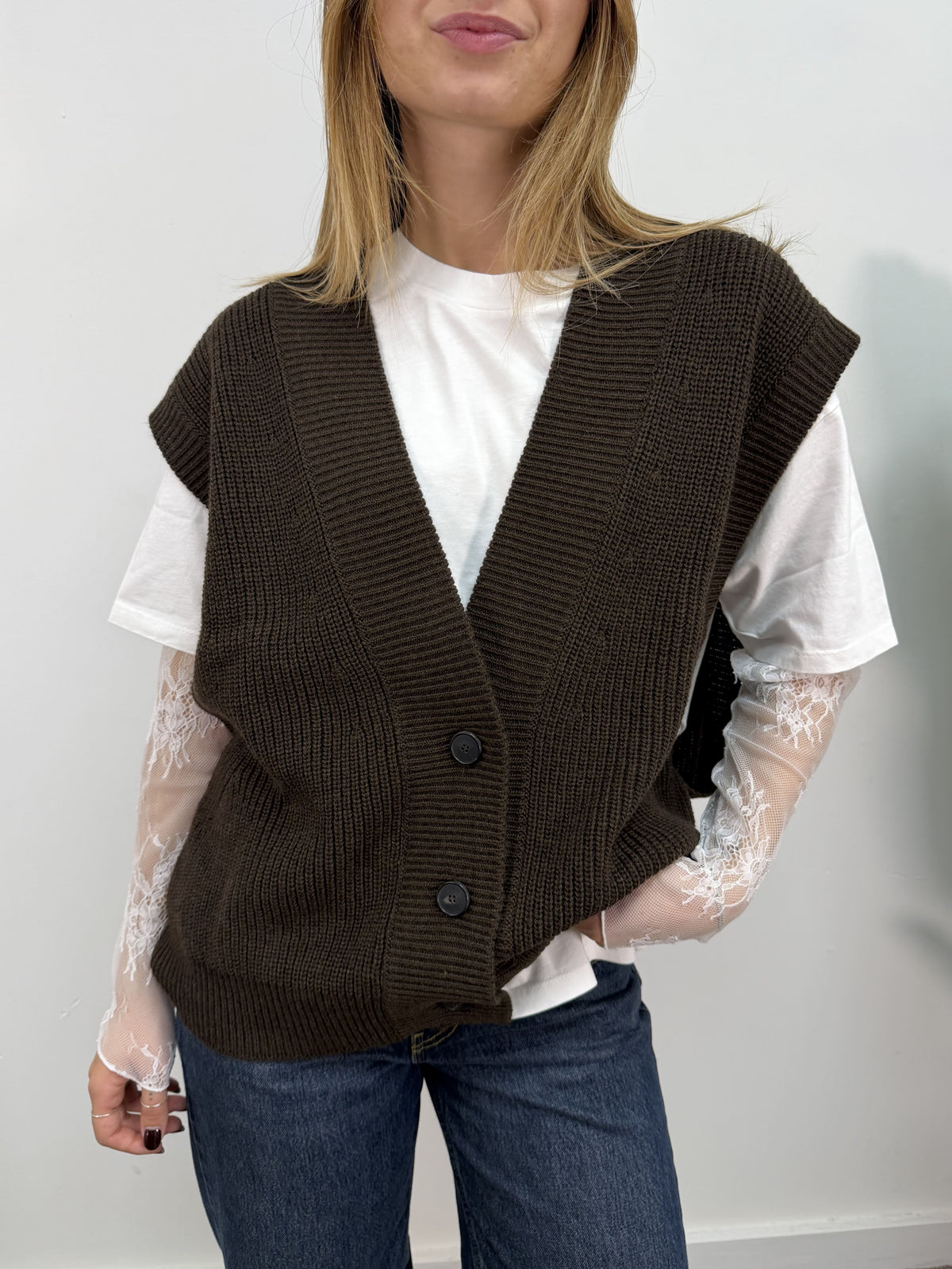 Gilet 3 bottoni over in maglia Vicolo