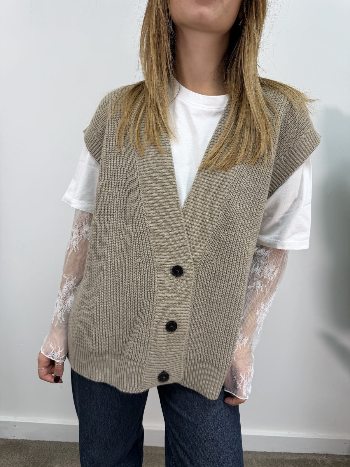 Gilet 3 bottoni over in maglia Vicolo