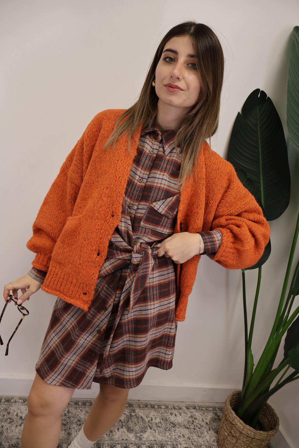 Abito camicia in flanella stampa check rosso MyD - GiuGiò | Shop online