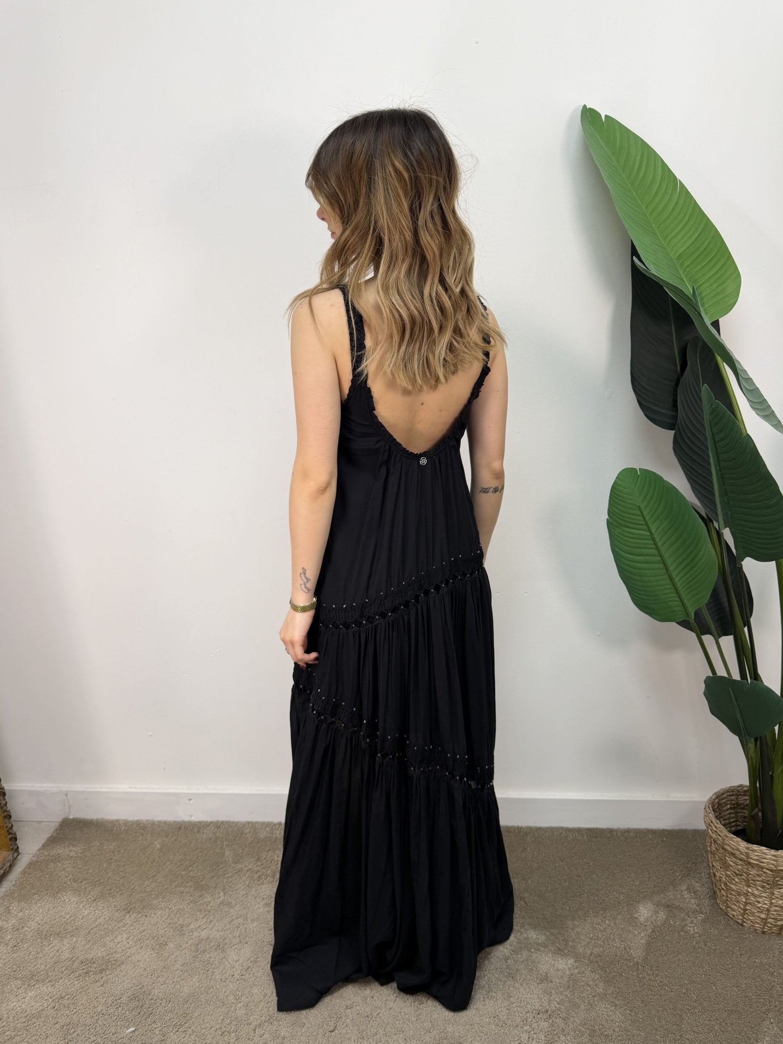 Abito lungo in cotone con ricami BSB - GiuGiò | Shop online