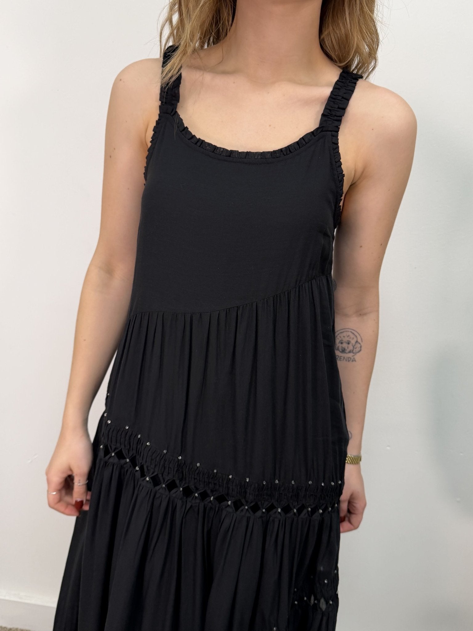 Abito lungo in cotone con ricami BSB - GiuGiò | Shop online