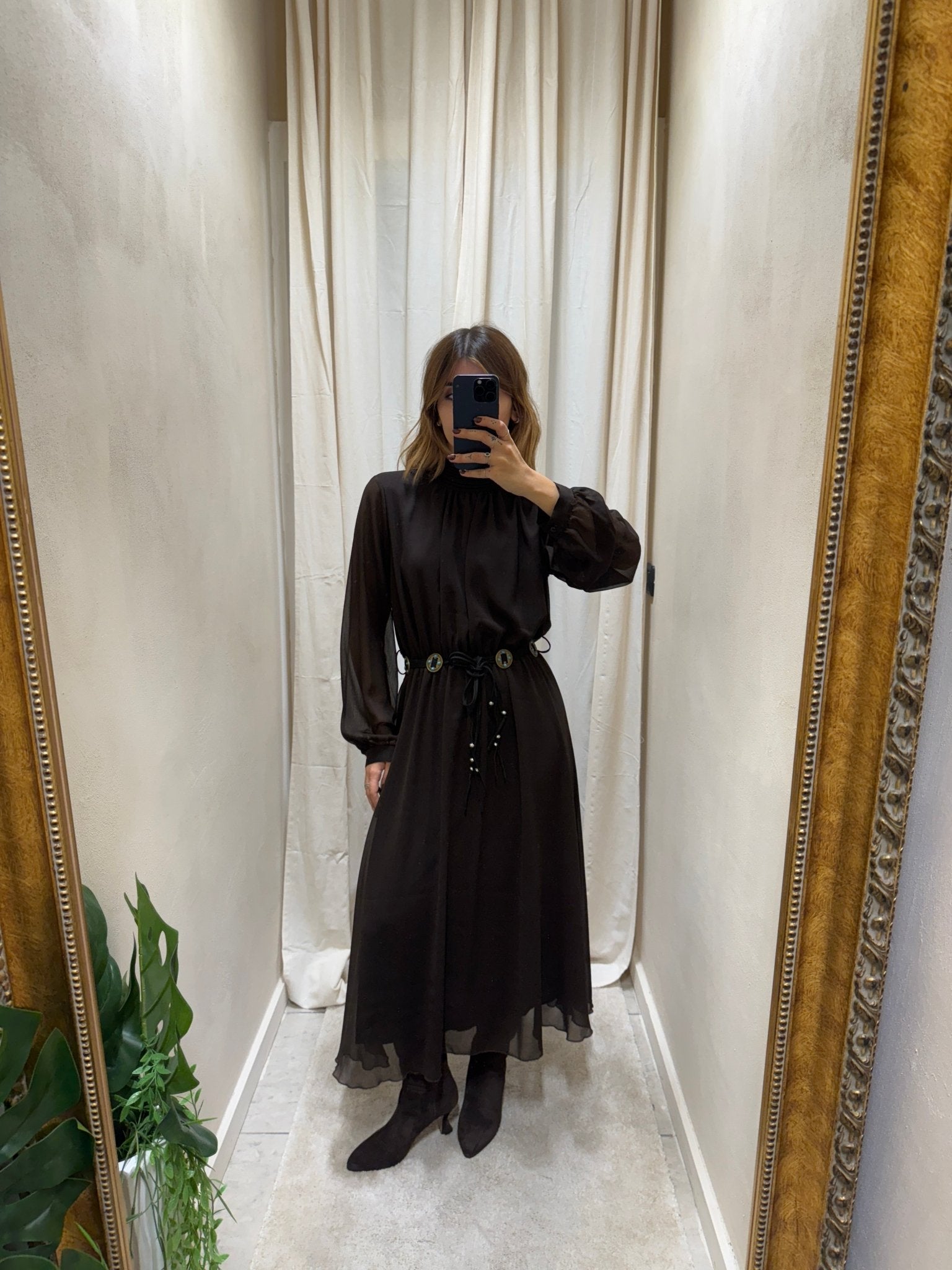 Abito lungo in georgette collo vittoriano Tensione In - GiuGiò | Shop online