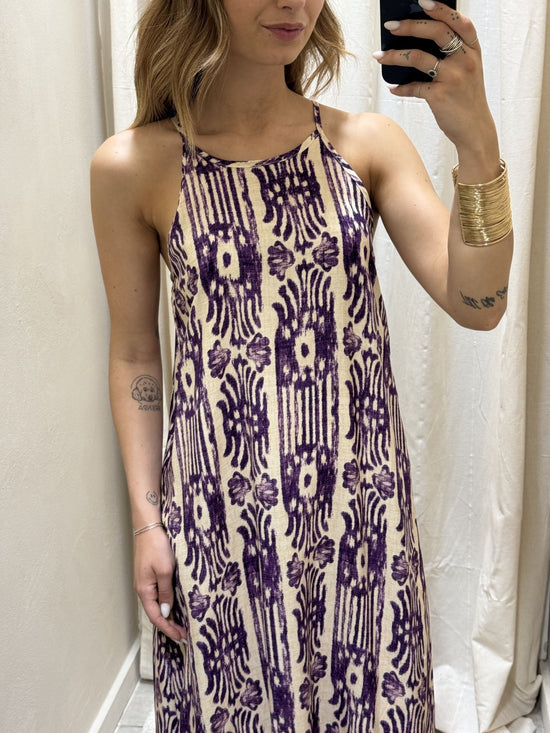 Abito lungo scollo quadrato fantasia viola HaveOne - GiuGiò | Shop online