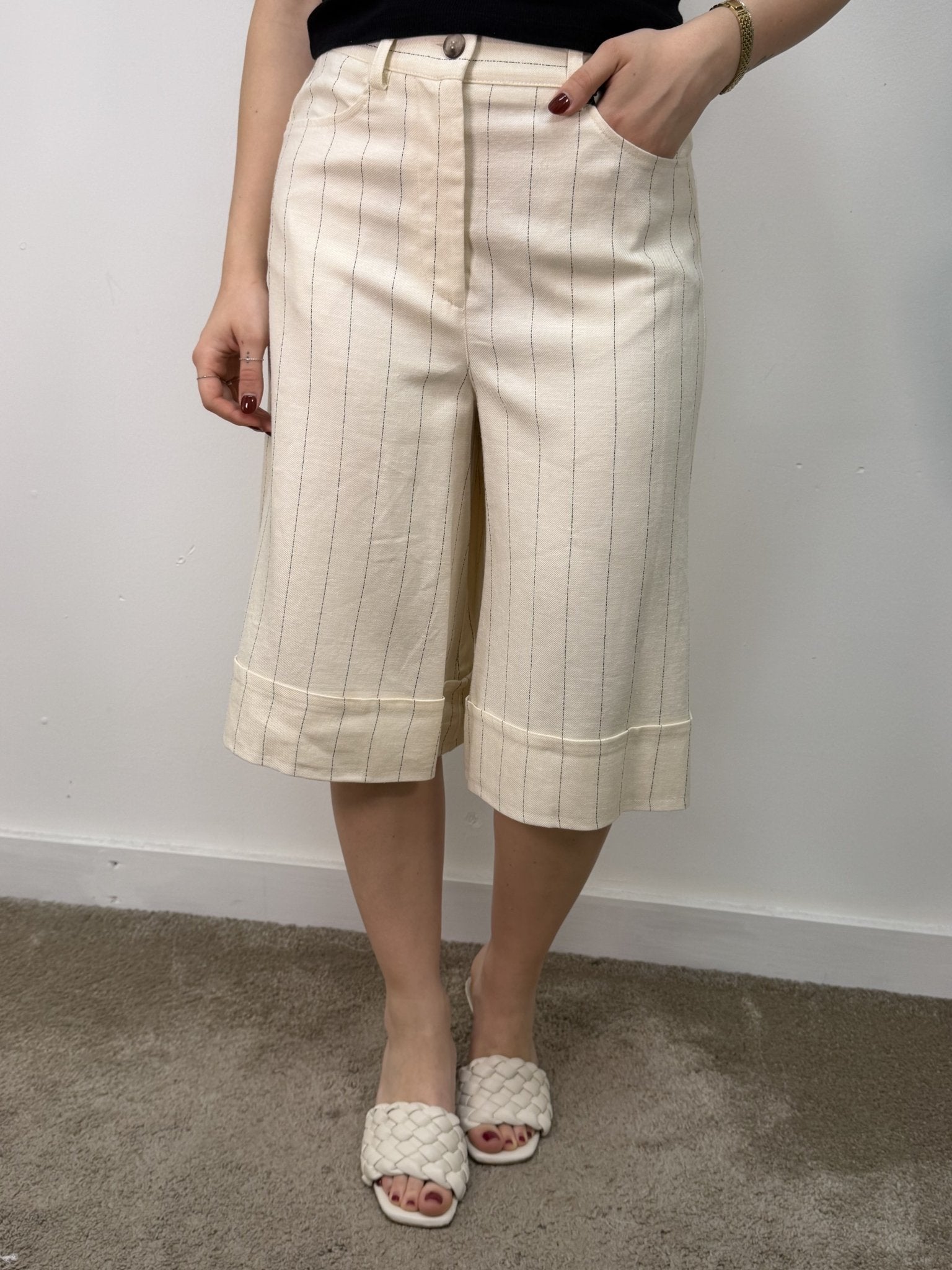 Bermuda gessato in misto lino VICOLO - GiuGiò | Shop online