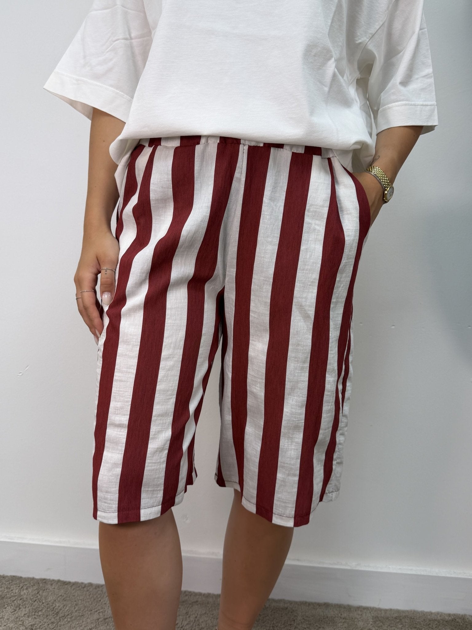 Bermuda riga larga misto lino MyD - GiuGiò | Shop online