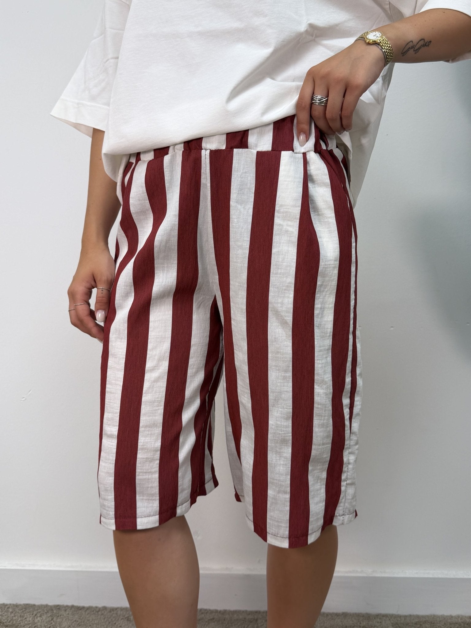 Bermuda riga larga misto lino MyD - GiuGiò | Shop online