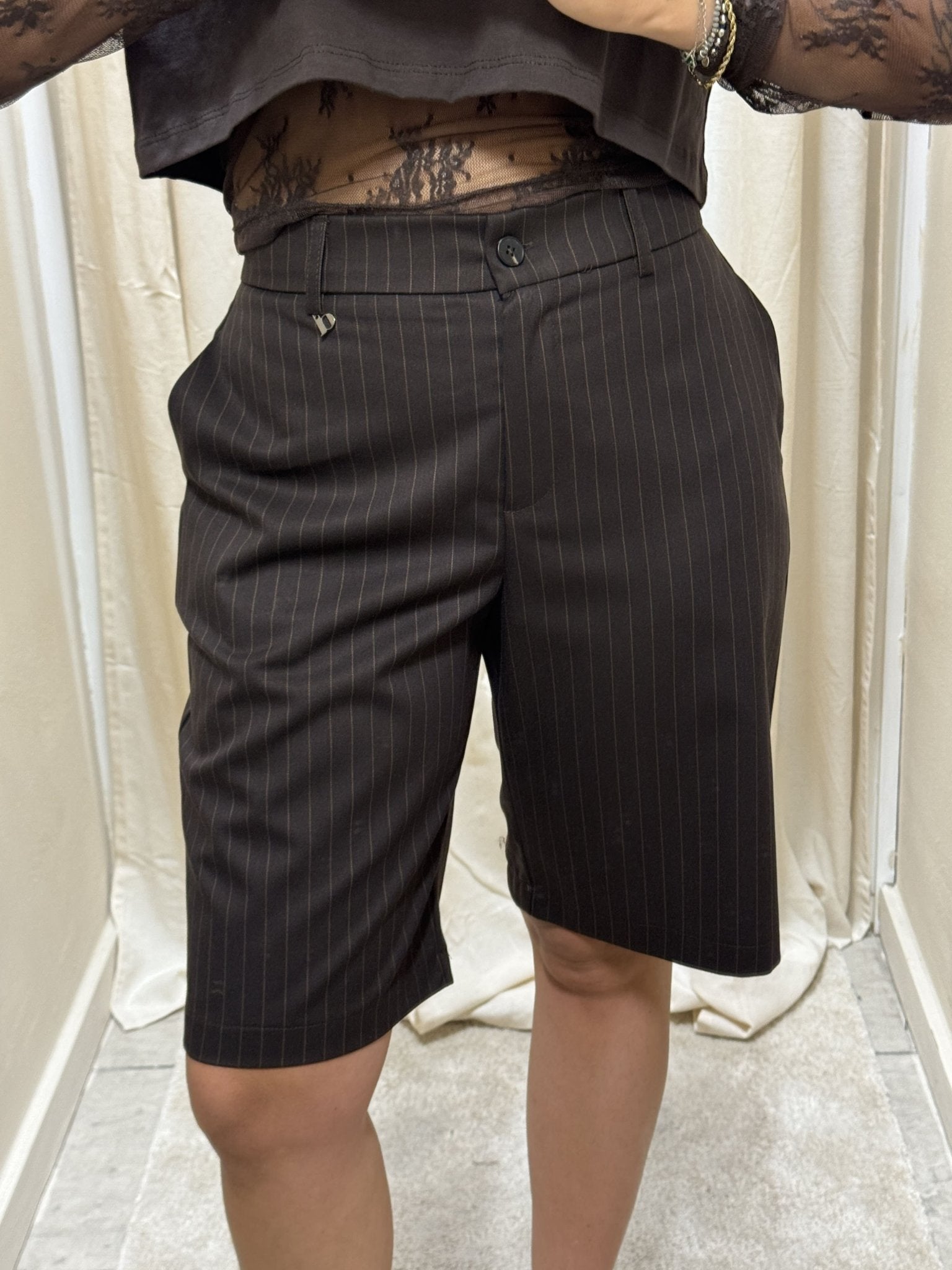 Bermuda slim gessato Dixie - GiuGiò | Shop online