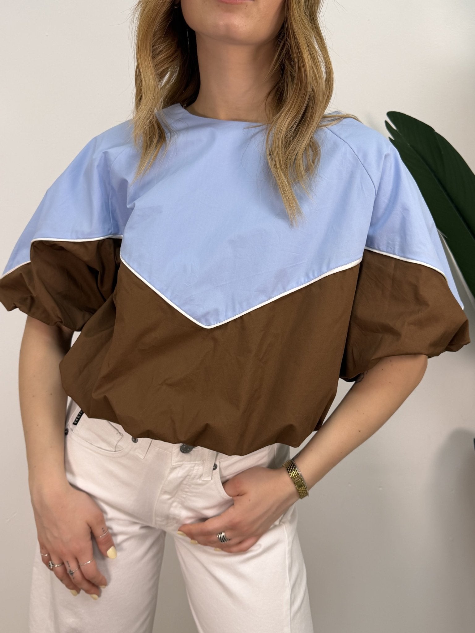 Blusa bicolor manica palloncino Tensione In - GiuGiò | Shop online